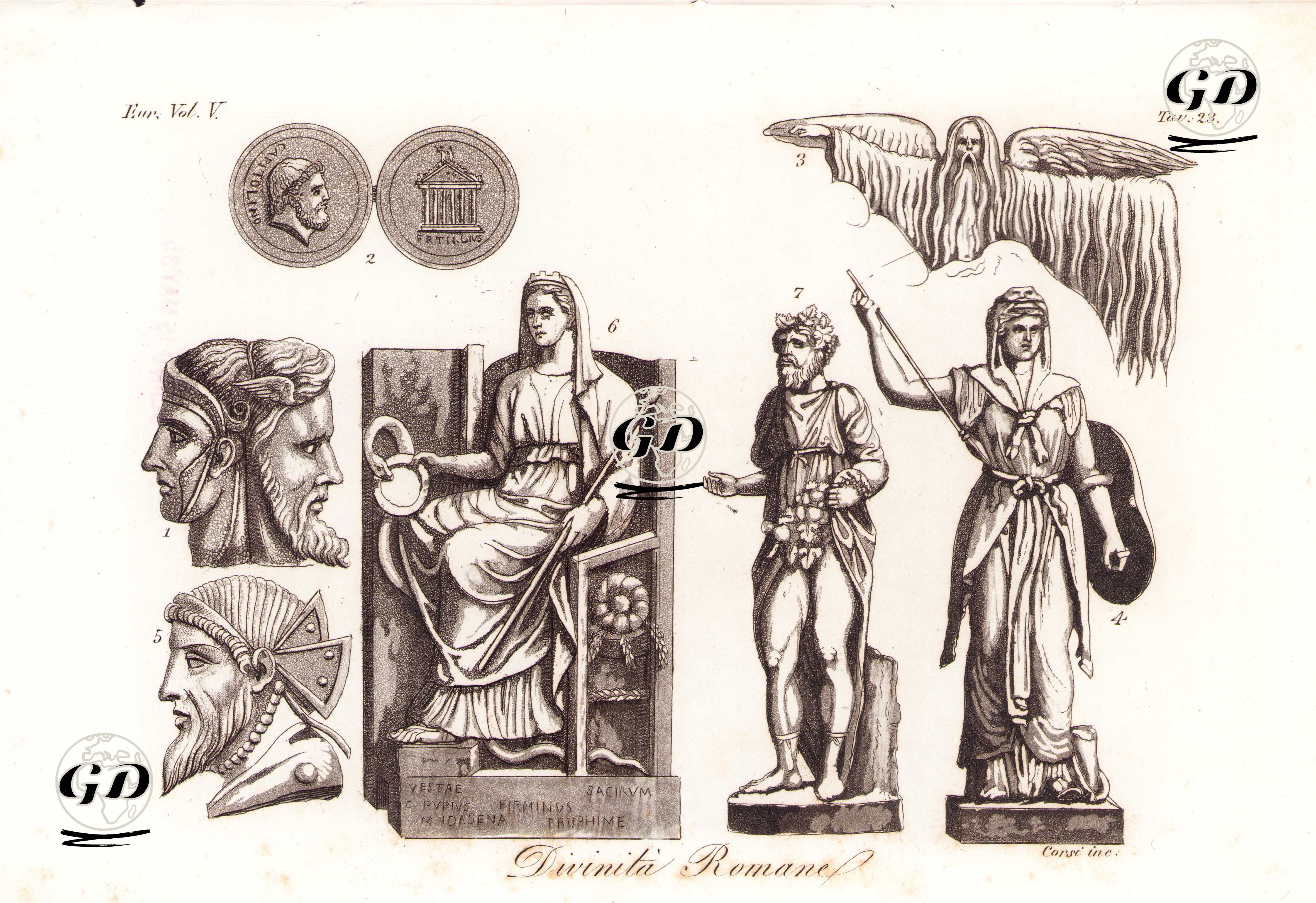 Divinita Romane, Eur. Vol V. Tav.23. (Roman Deities) -  - 1820's-1840's
