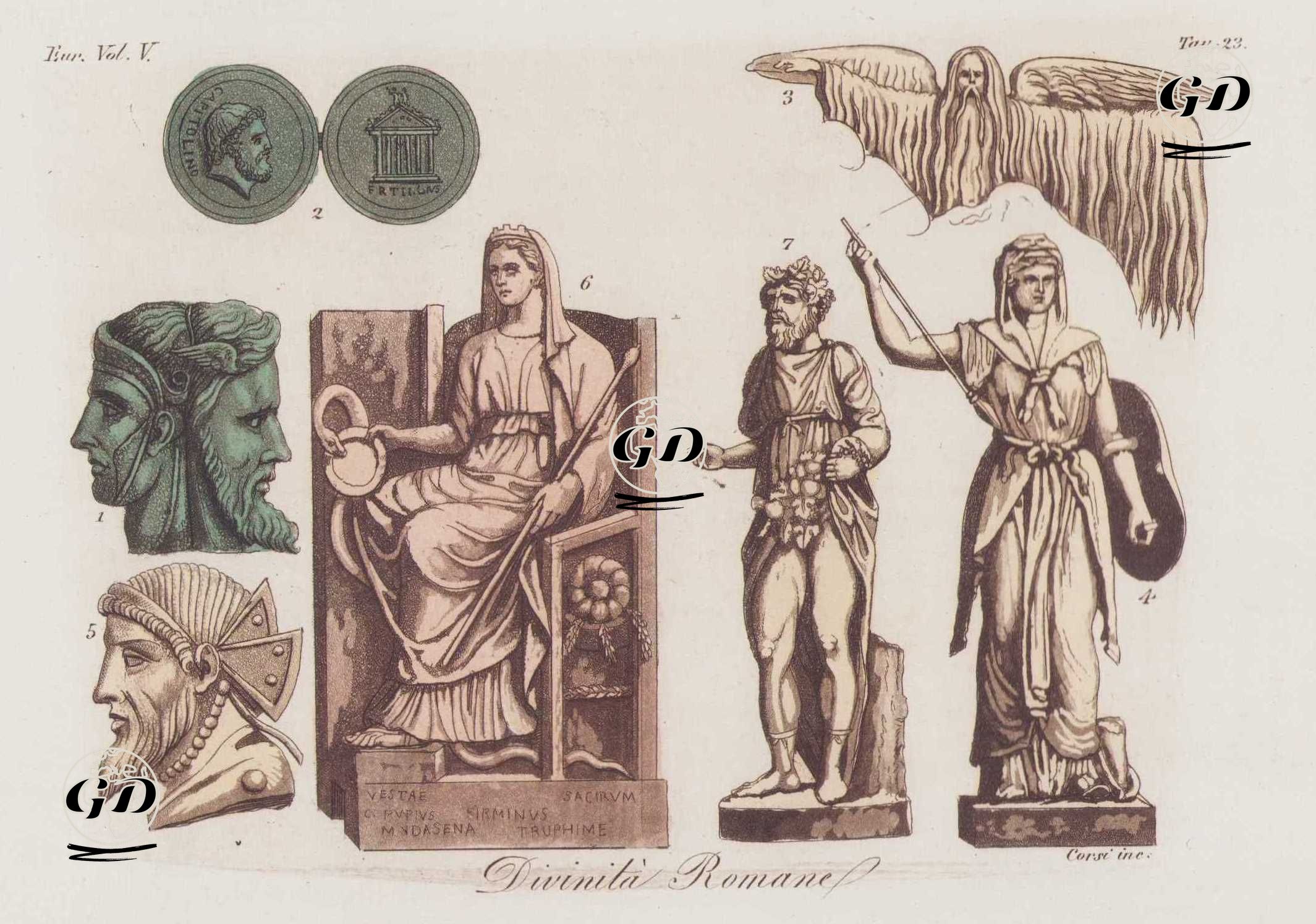 Divinita Romane, Eur. Vol V. Tav.23. (Roman Deities) -  - 1820's-1840's