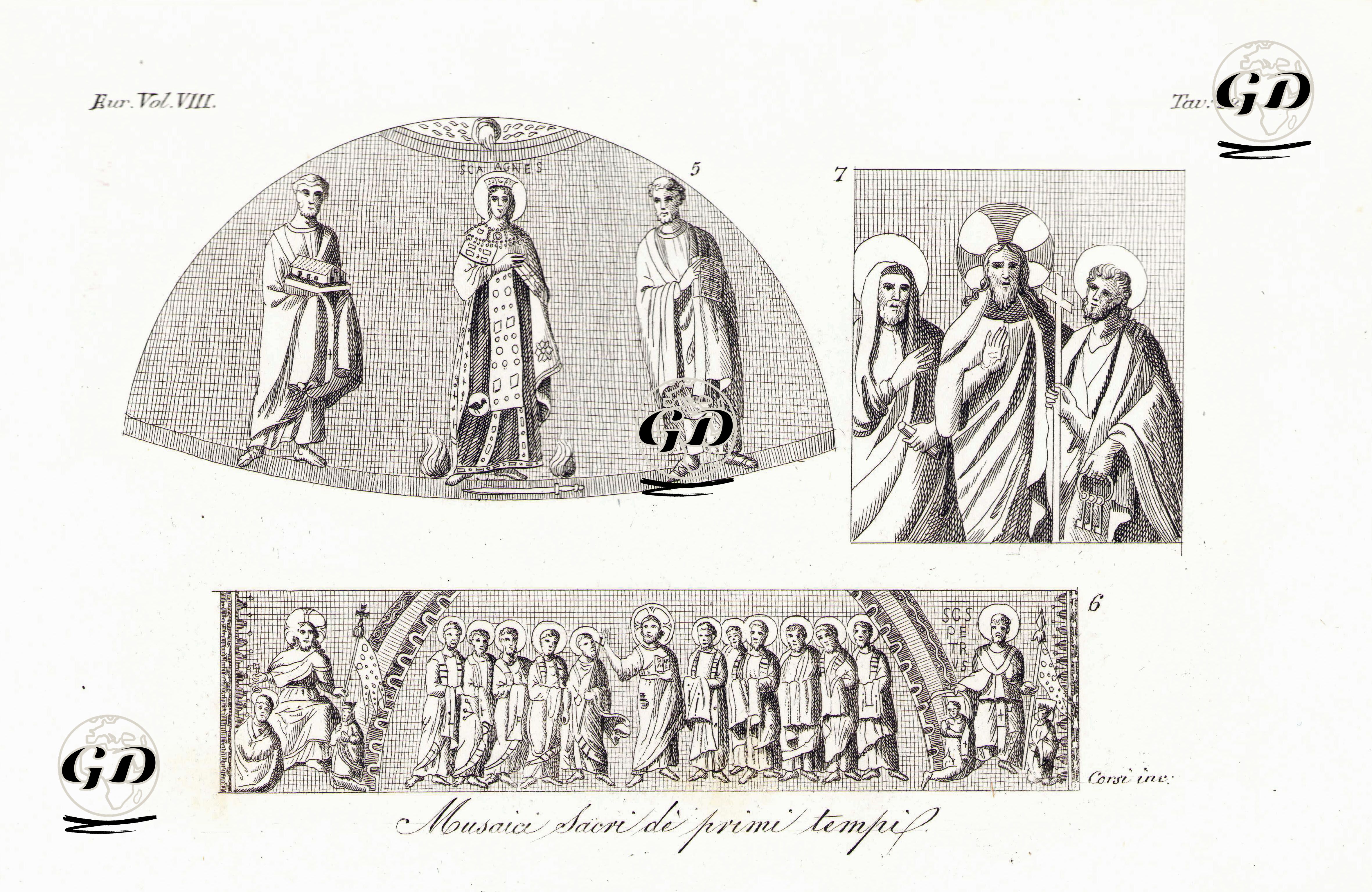 Musaici Sacri De Primi Tempi, Eur. Vol VIII. Tav.22*. (Religious Mosaics Of The Early Times in italy) -  - 1820's-1840's