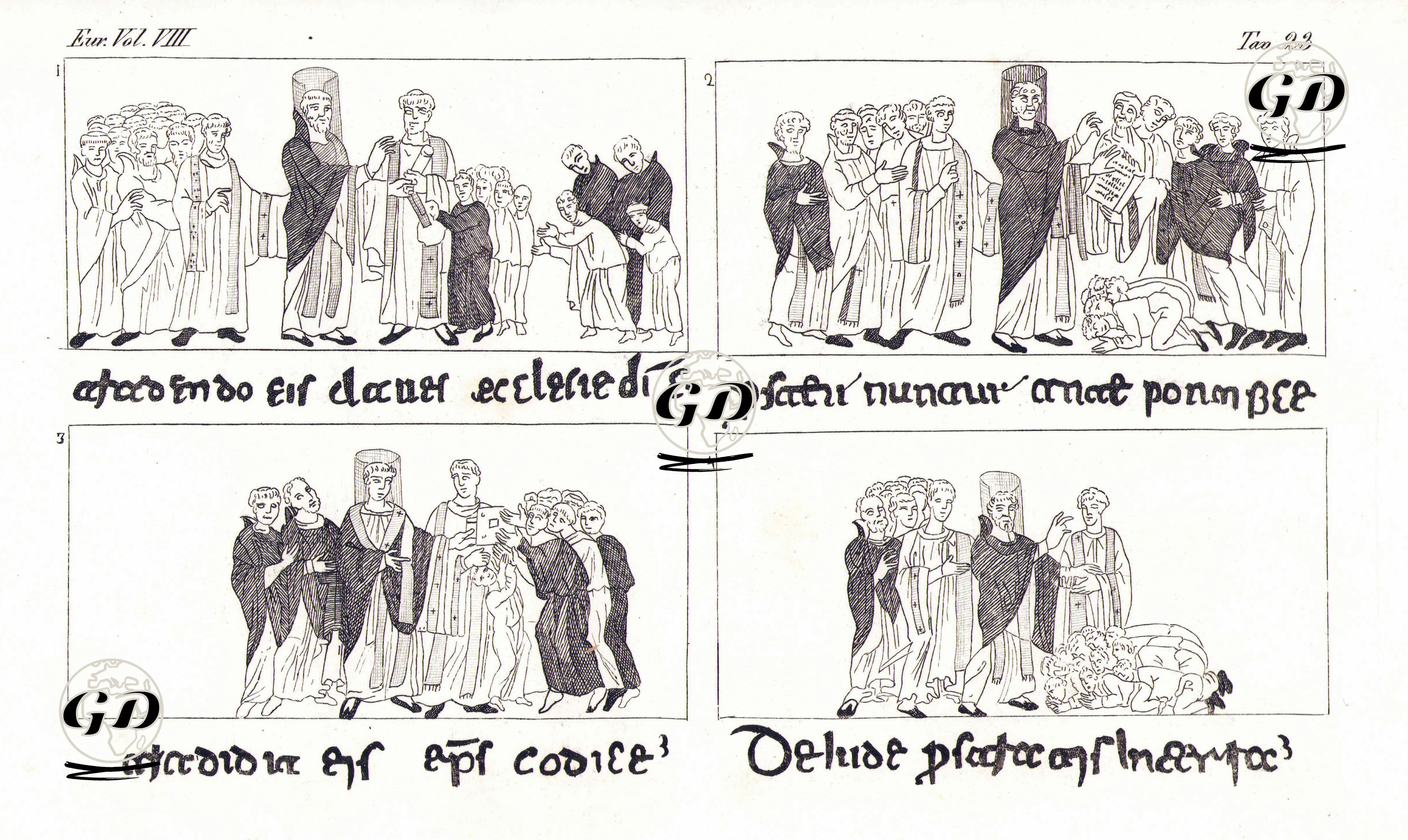 Miniature Di Un Pontificali Del IX Secolo, Eur. Vol VIII. Tav.23. (Miniatures Of A Pontifical Of The IX. Century) -  - 1820's-1840's
