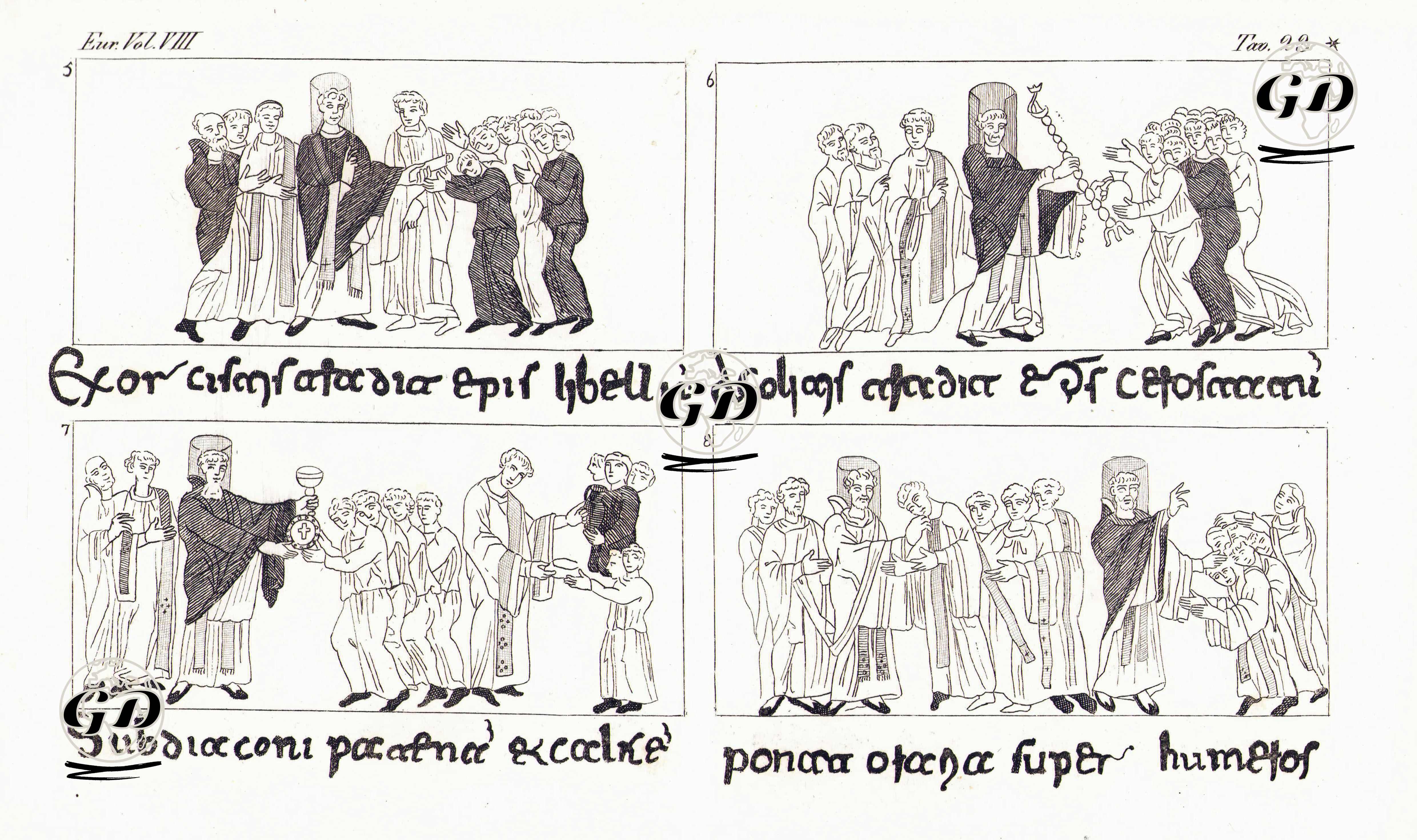Miniature Di Un Pontificali Del IX Secolo, Eur. Vol VIII. Tav.23*. (Miniatures Of A Pontifical Of The IX. Century) -  - 1820's-1840's