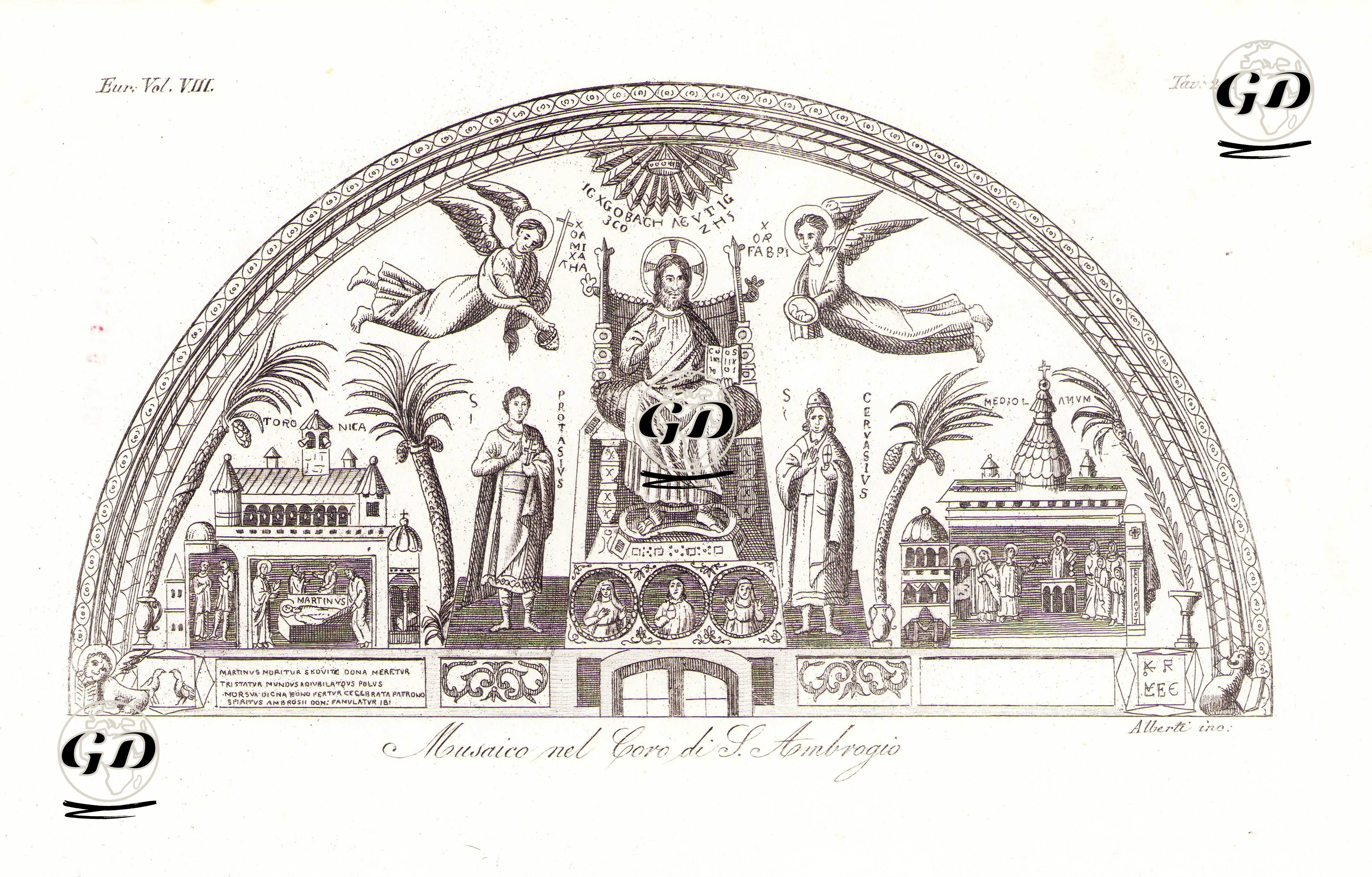Milano'daki S.Ambrogio Bazilikasının Korosunda Bulunan Pantokrator Hazreti İsa Mozaiği, Avrupa. Cilt VIII. Resim 28. -  - 1820's-1840's