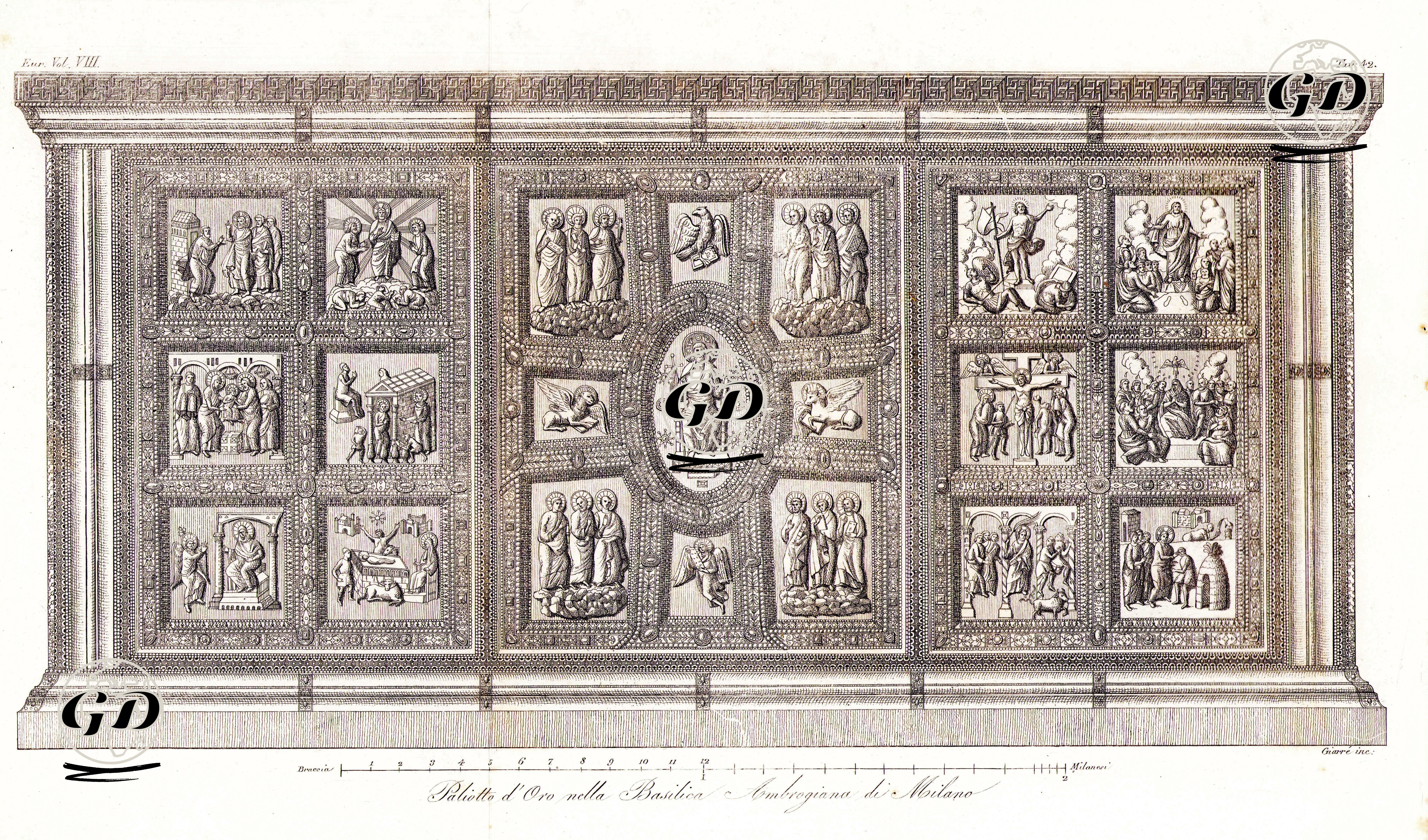Paliotto D'Oro Nella Basilica Ambrogiana Di Milano, Eur. Vol VIII. Tav.42. (The Gold-Plated Facade Of The Main Altar Of Sant'Ambrogio Basilica in Milan) -  - 1820's-1840's