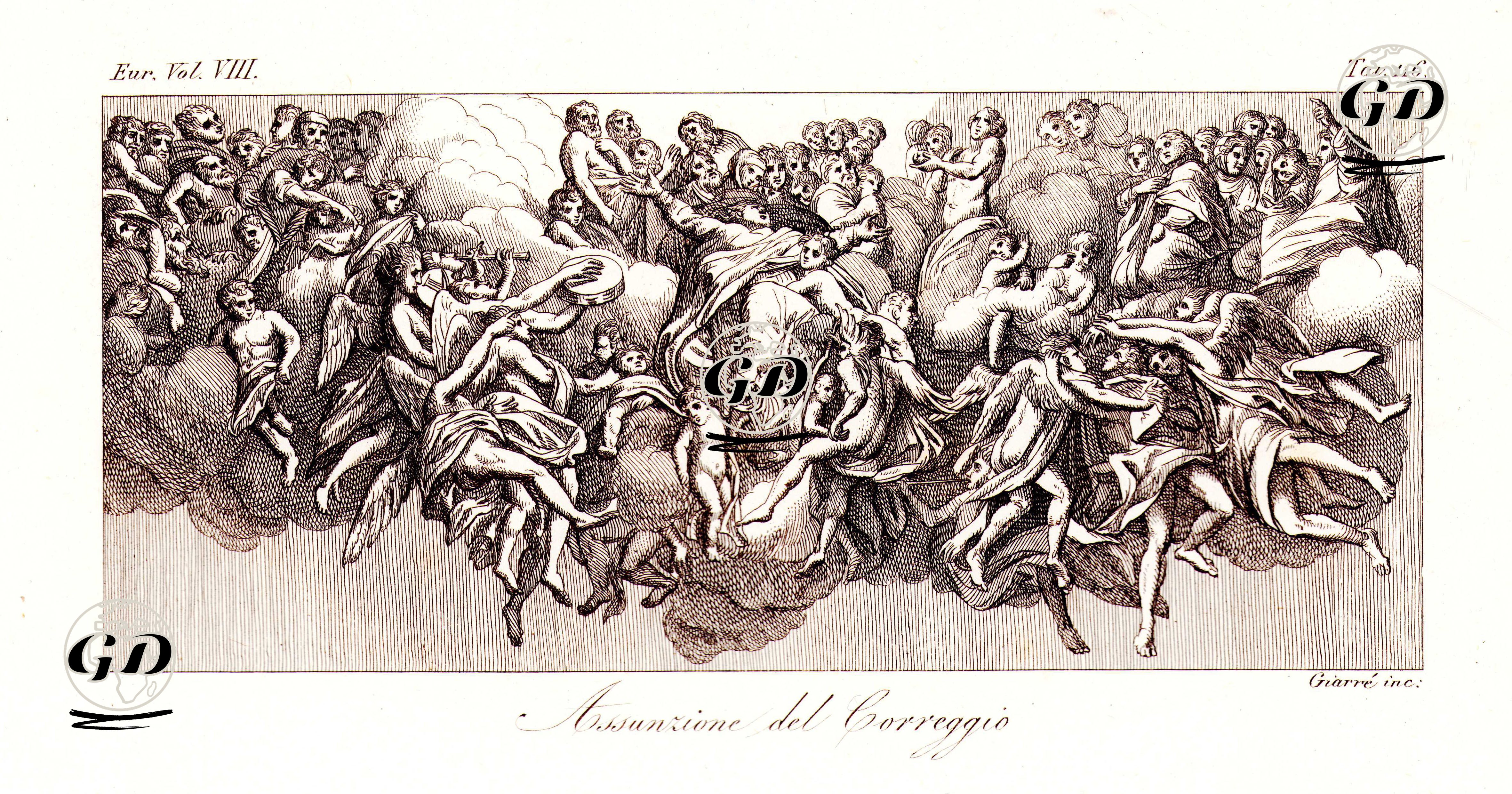 Assunzione Del Correggio, Eur. Vol VIII. Tav.116. (Assumption of the Virgin, Antonio Allegri da Correggio)  -  - 1820's-1840's