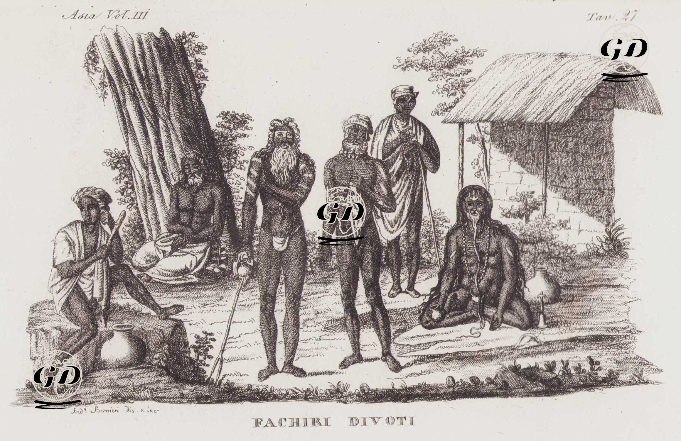 Fachiri Divoti, Asia Vol. III Tav.27 (Ascetic Sadhus in India) -  - 1820's-1840's