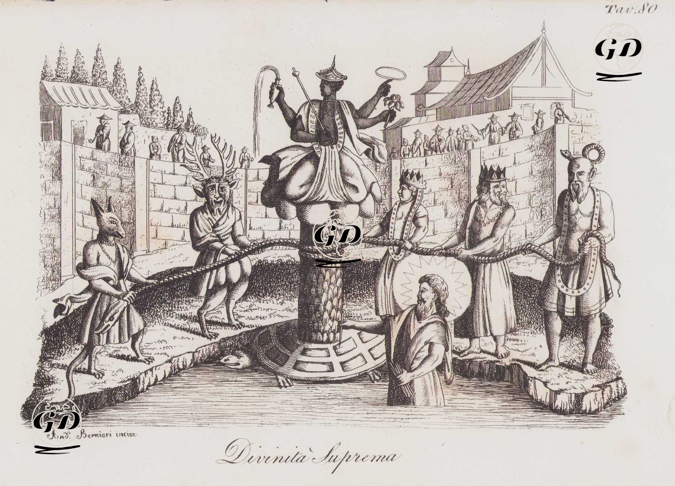 Japonlara Göre Dünyayı Yaratan Yüce Tanrı Amaterasu-Hinduizm'de Okyanusun Çalkalanması, Resim 80.  -  - 1820's-1840's