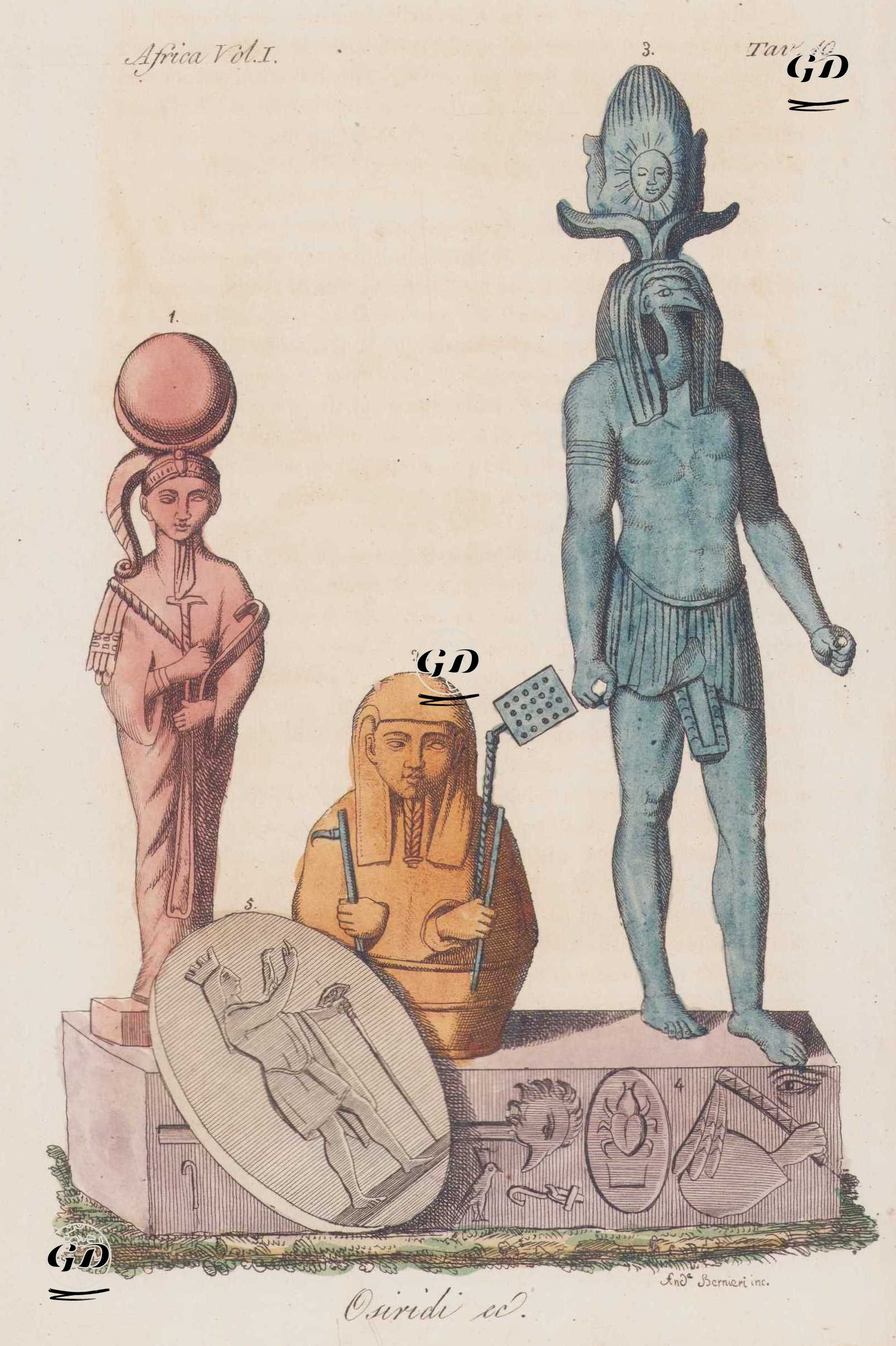 Mısır Tanrısı Osiris'in Heykelleri ve Tasvirleri, Afrika Cilt I Resim 19.  -  - 1820's-1840's