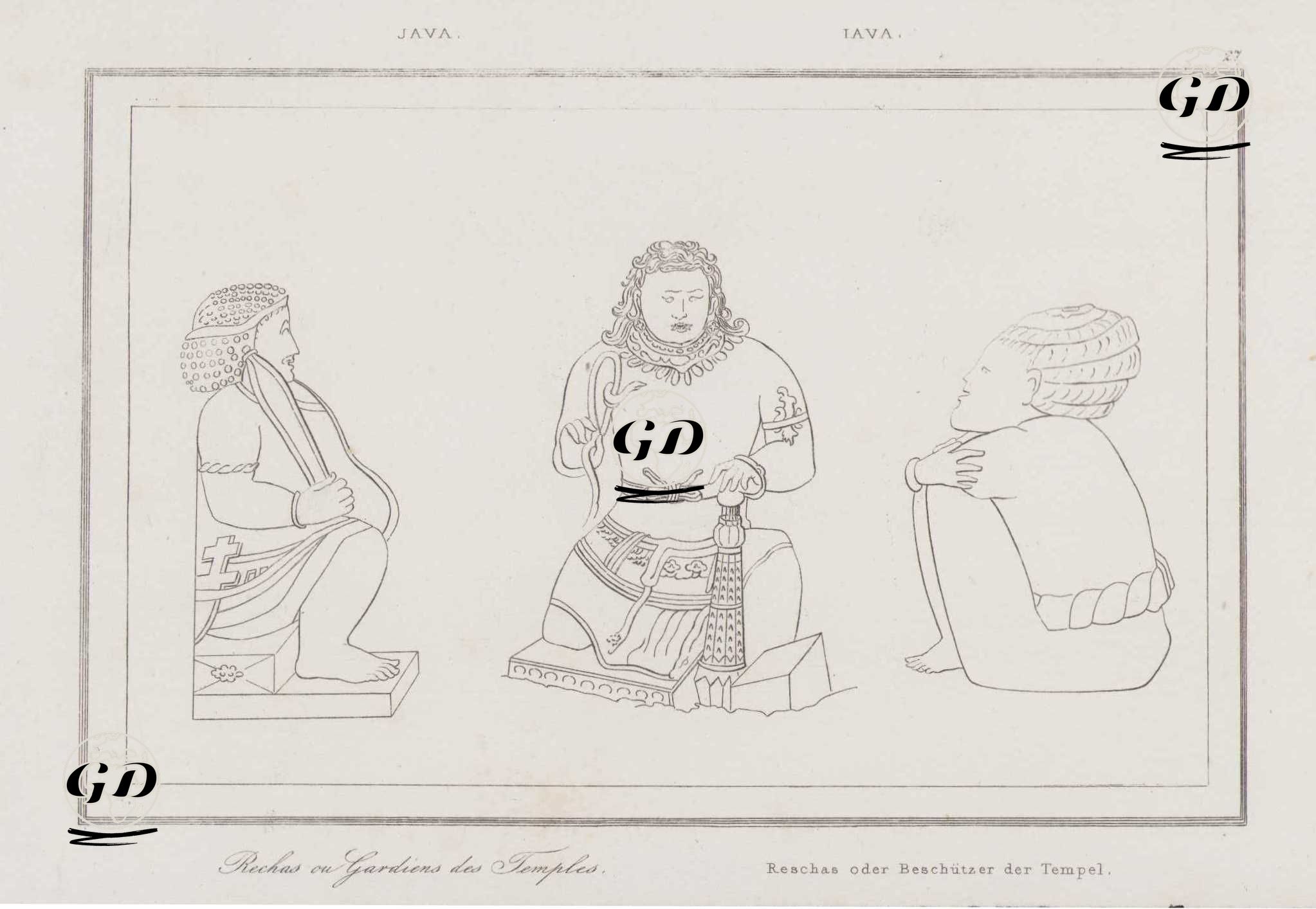 Java Island, Rechas ou Gardiens des Temples-Reschas Oder Beschützer der Tempel (Rechas or Guardians of Temples) -  - 1836