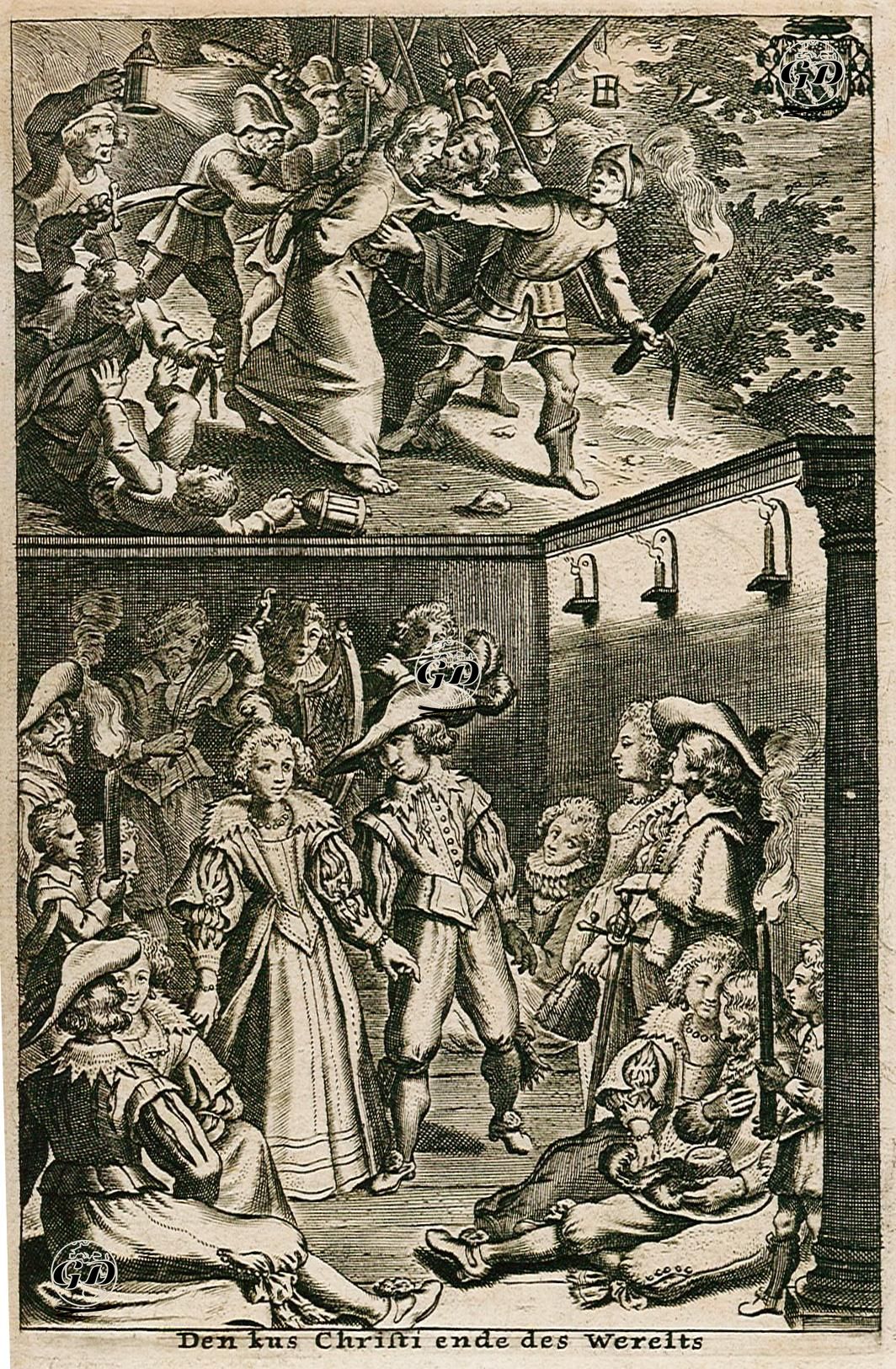Den Kurs Christi Ende Des Wereits (Christ is Captured in the Garden of Gethsemane by Soldiers and Celebrating Courtiers) -  - 1685