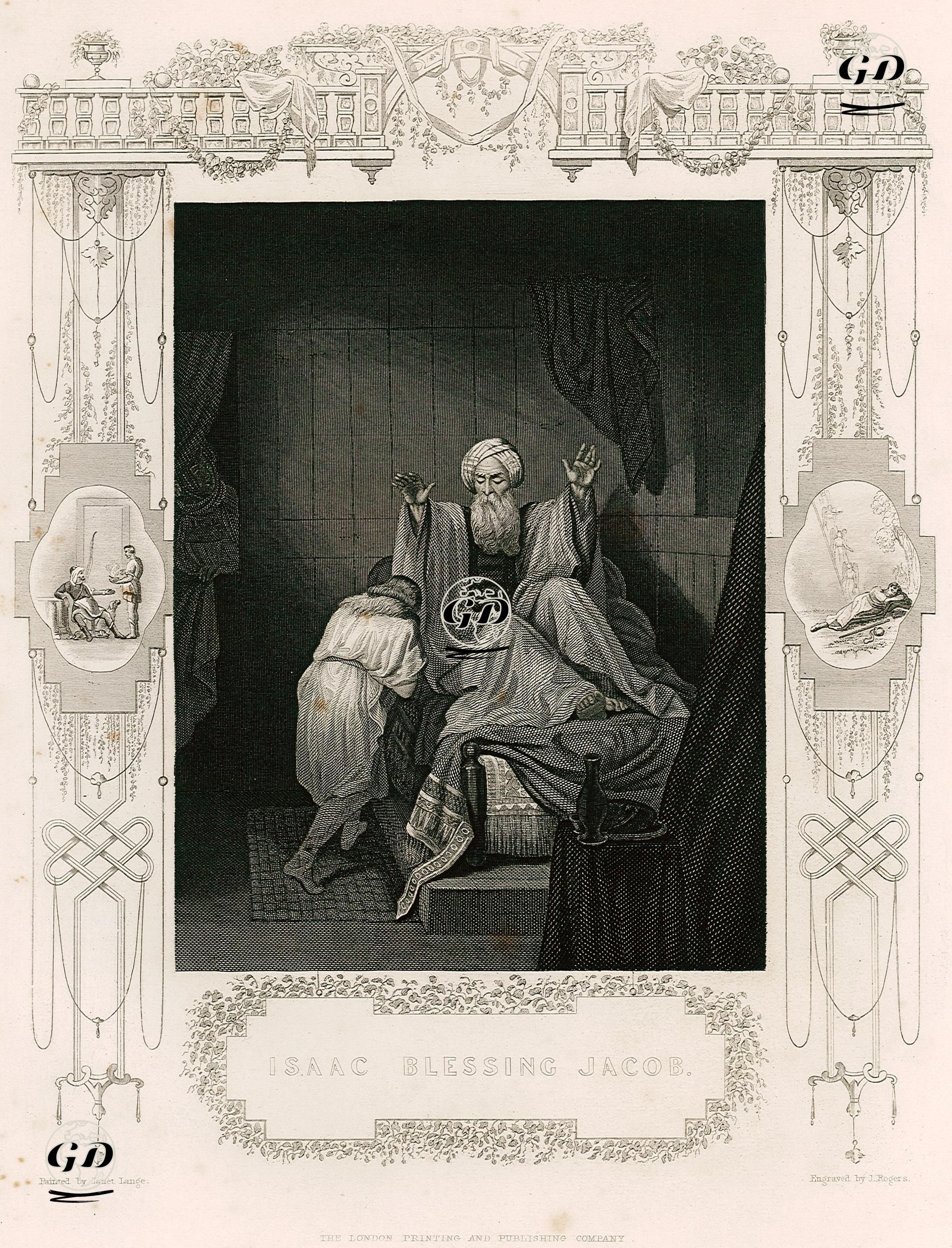 Hazreti İshak'ın Hazreti Yakup'u Kutsaması, Genesis (Diriliş), Chapter (Bölüm) 28. Verse (Ayet) 1. - Janet Lange, Ange Louis (1815-1872) - 1830's