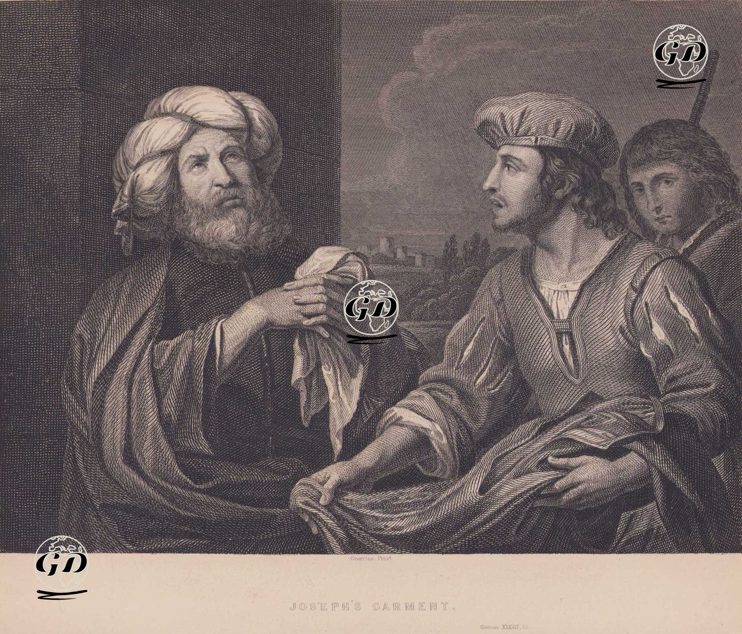 Joseph's Garment, Genesis XXXVII.Ch. 33.V. - Guercino (Giovanni Francesco Barbieri) (1591-1666) - 1831