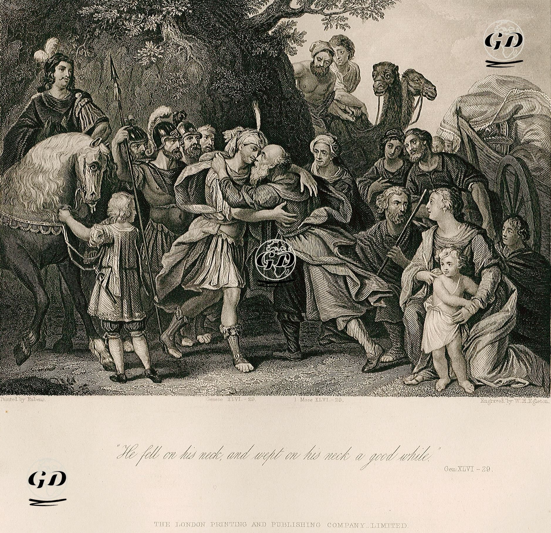 Hazreti Yusuf Babası Hazreti Yakup'u Görünce Boynuna Sarılıp Ağlaması, Genesis (Diriliş), Chapter (Bölüm) 46. Verse (Ayet) 29. - Peter Paul Rubens(1577-1640) - 1860