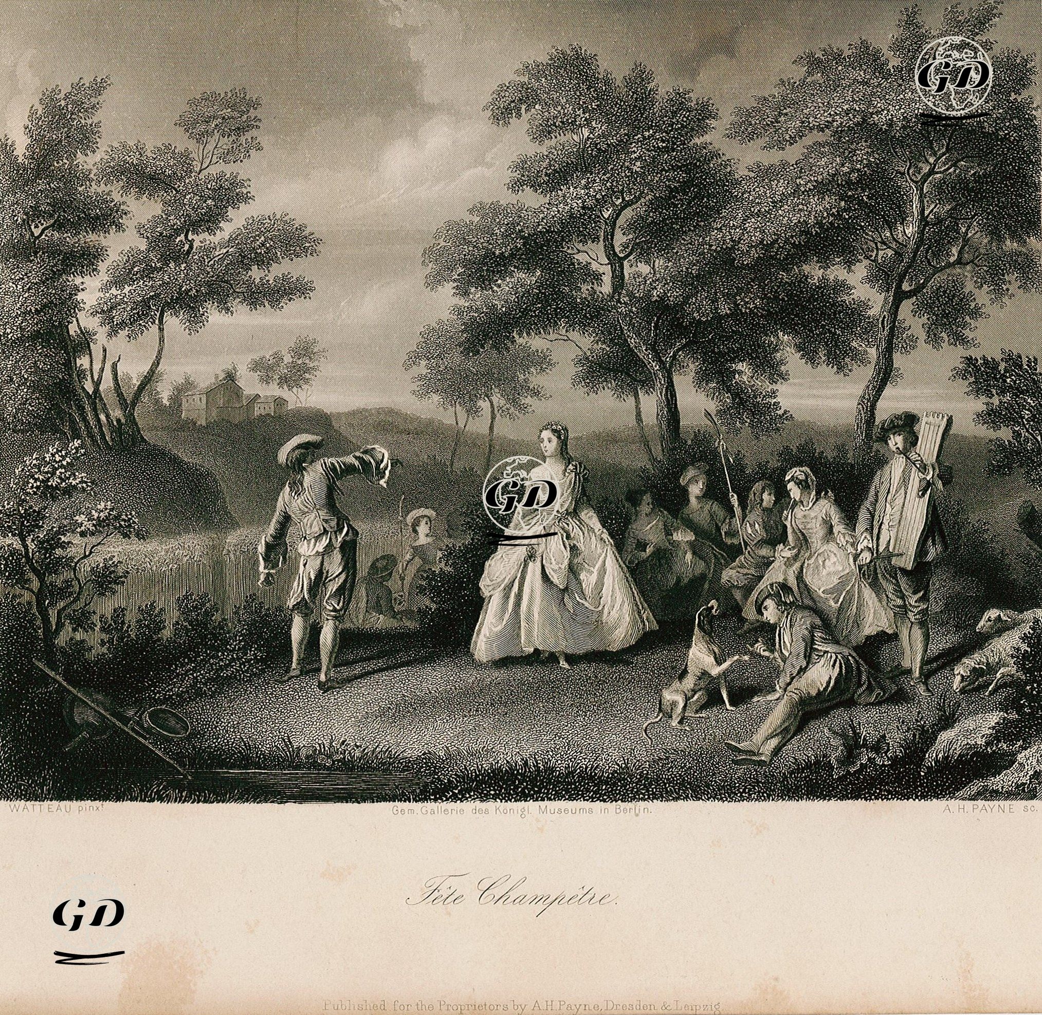 Fete Champetre  - Jeah Antonie Watteau (1684-1721) - 1850