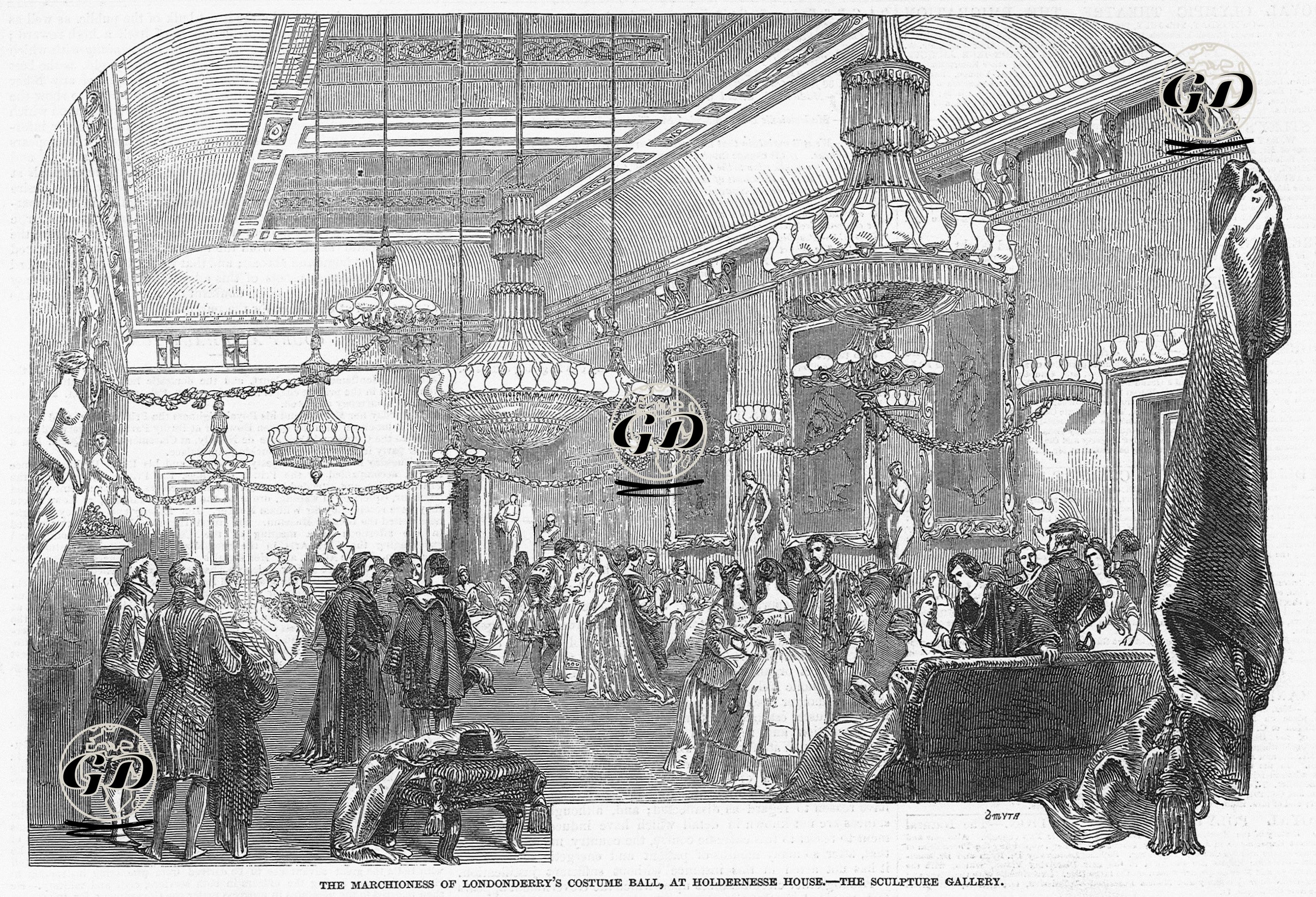 The  Marchioness  Of Londonderry's Costume Ball, At Holdernesse House-The Sculpture Gallery  -  - 1848