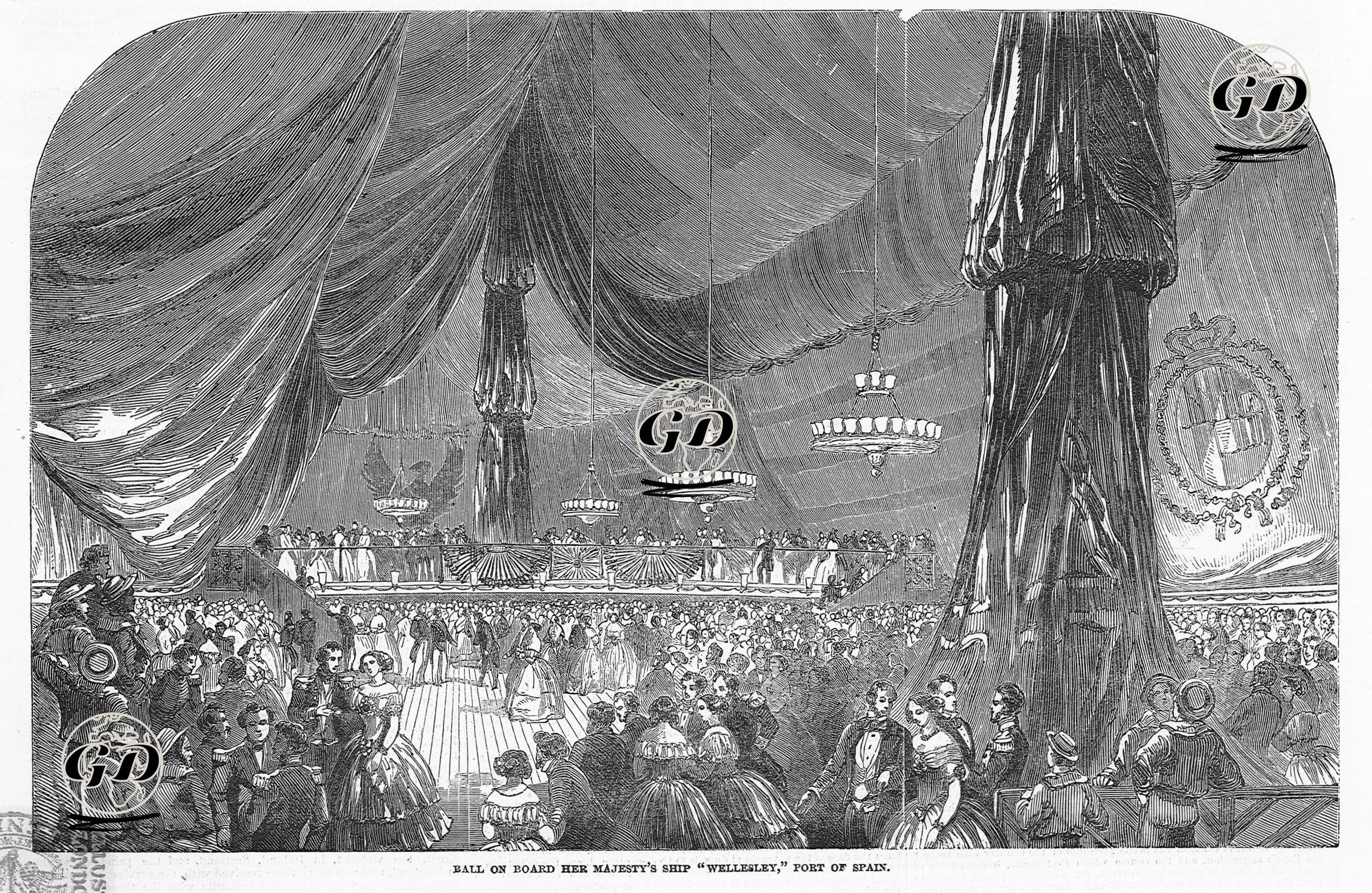 İspanya Körfezinde Bulunan Kraliyet Gemisi "Wellesley'in" Güvertesindeki Balo  -  - 1851