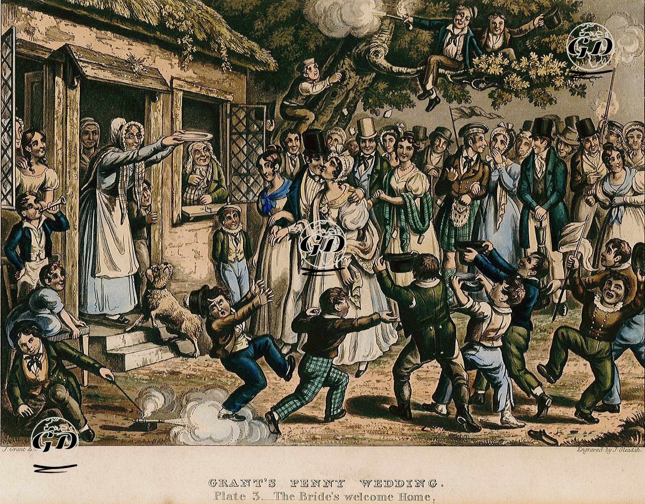 Grant's Penny Wedding - The Bride's Welcome Home, Plate 3 - John Grant (Active 1836-1846) - 1836