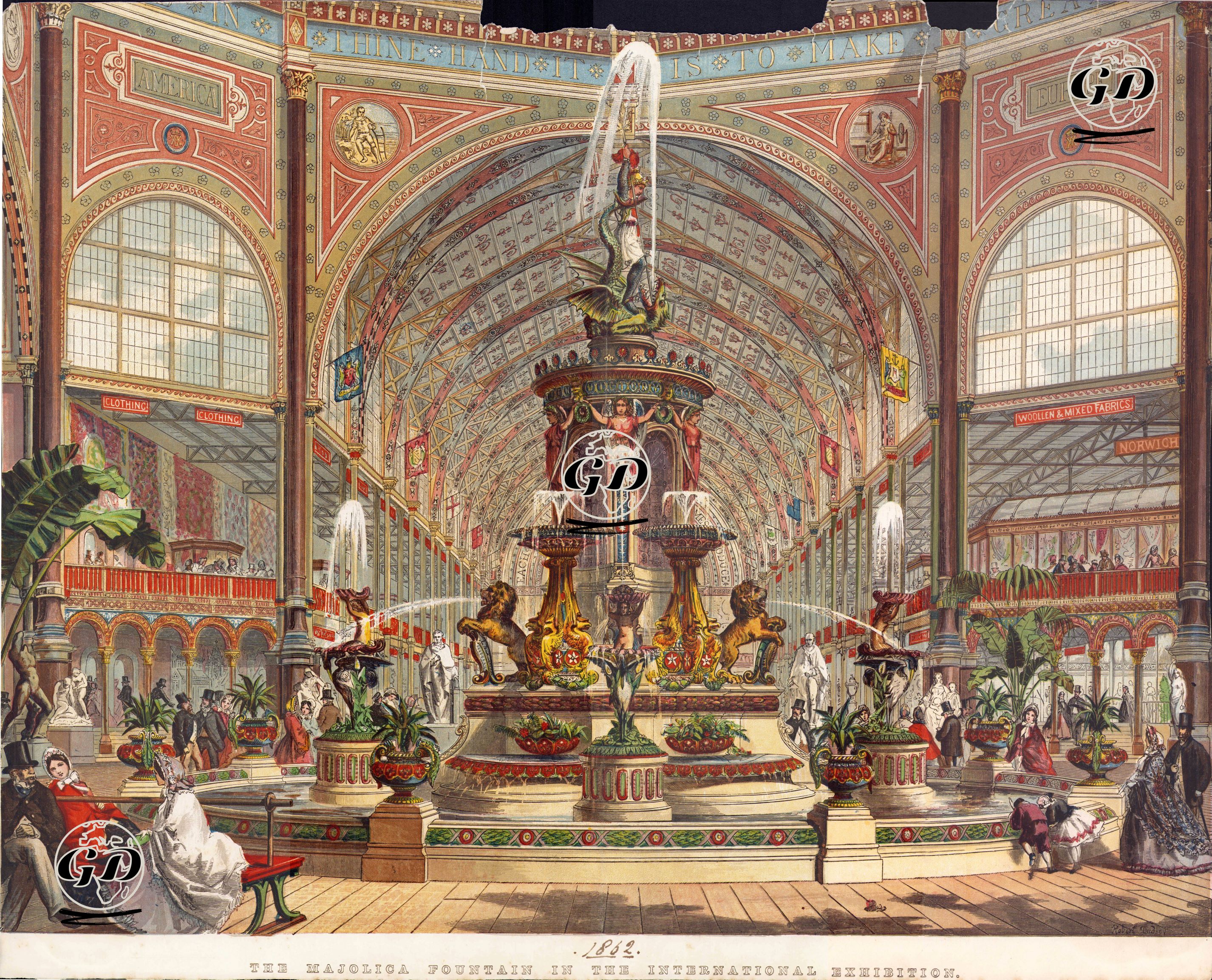 1862 Yılında Londra Crystal Palace'de Yapılan Uluslararası Fuarda Bulunan Majolica Fıskiyesi -  - 1862