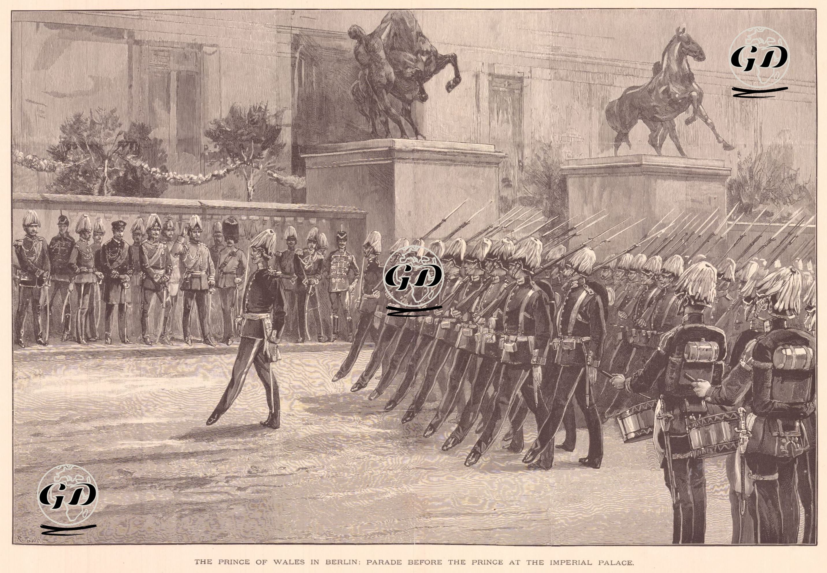 The Prince of Wales in Berlin, Parade Before The Prince At The Imperial Palace - Richard Taylor (Active 1871-1901) - 1890