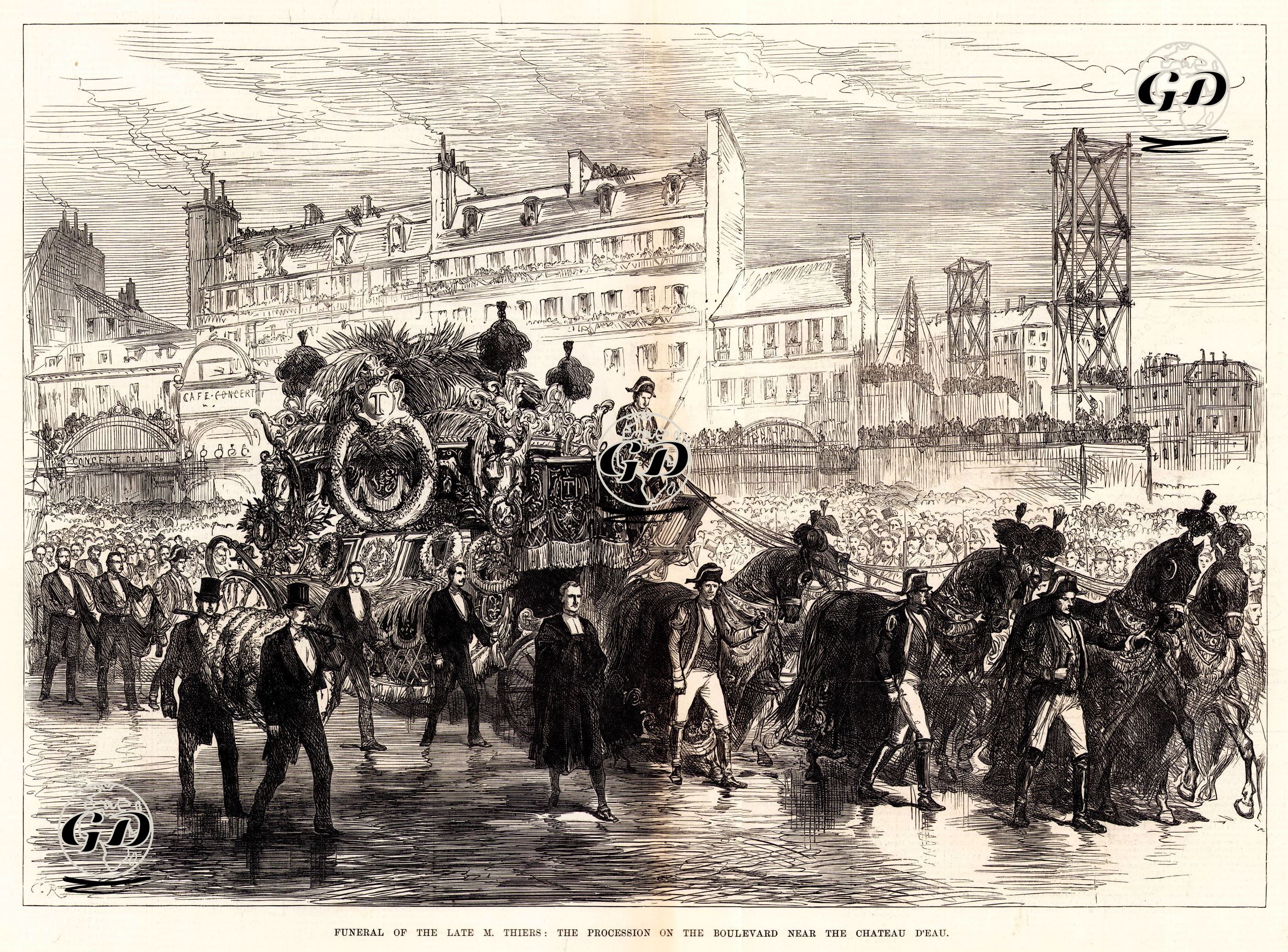 Fransa Cumhurbaşkanı Marie Joseph Louis Adolphe Thiers'in Cenazesi Paris Caddelerinde -  - 1877