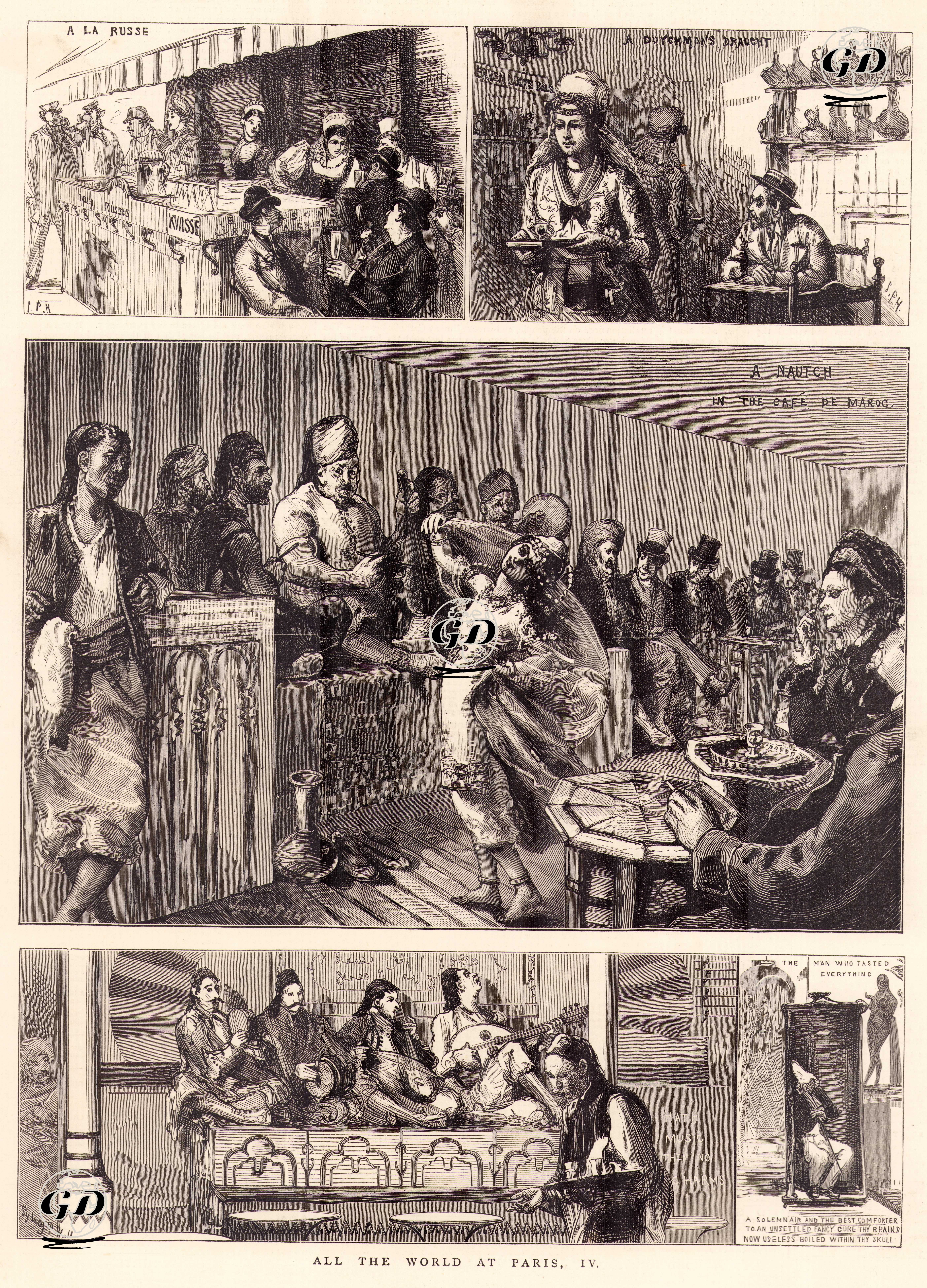 1878 Paris Fuarı-Rus Standı-Hollandalı Erkek-Fas Reyonunda Dansöz-Cazibesi Olmayan Müzik-Herşeyden Tadan Adamım Durumu - Sydney Prior Hall (1842-1922) - 1878