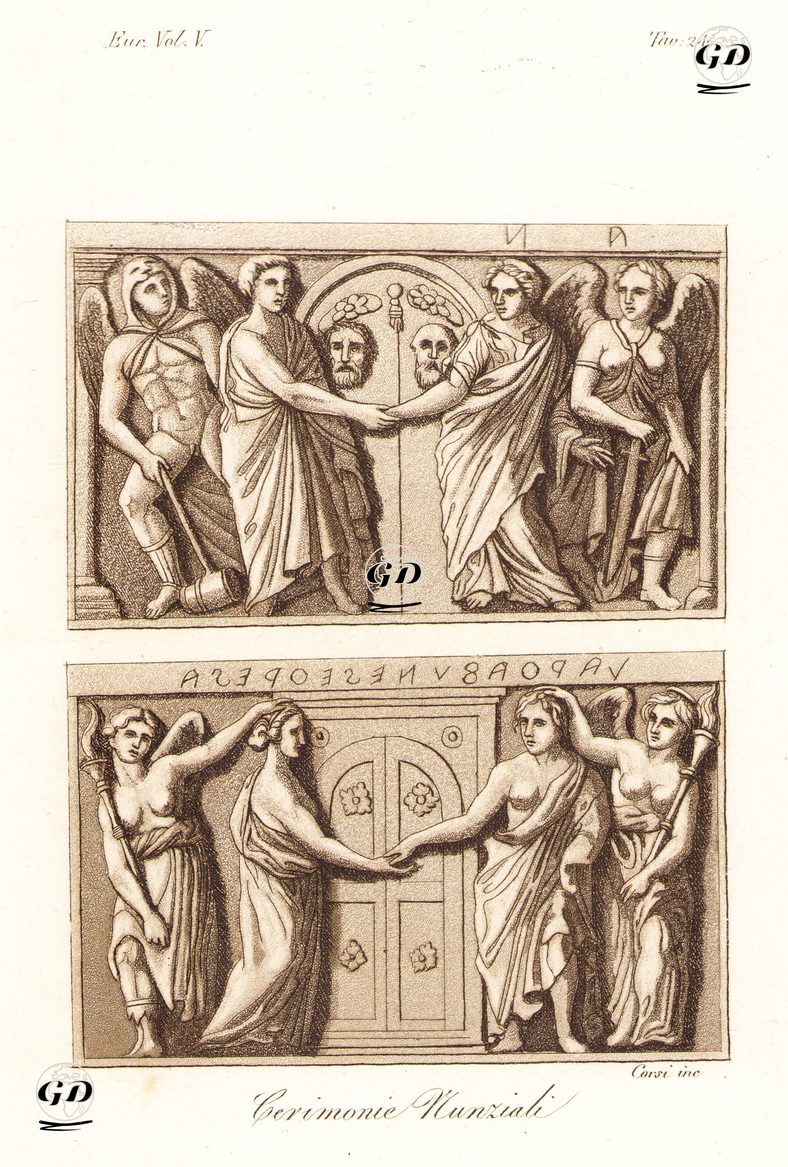Cerimonie Nunziali, Eur. Vol V. Tav.24. (Etruscan Wedding Ceremony) -  - 1820's-1840's