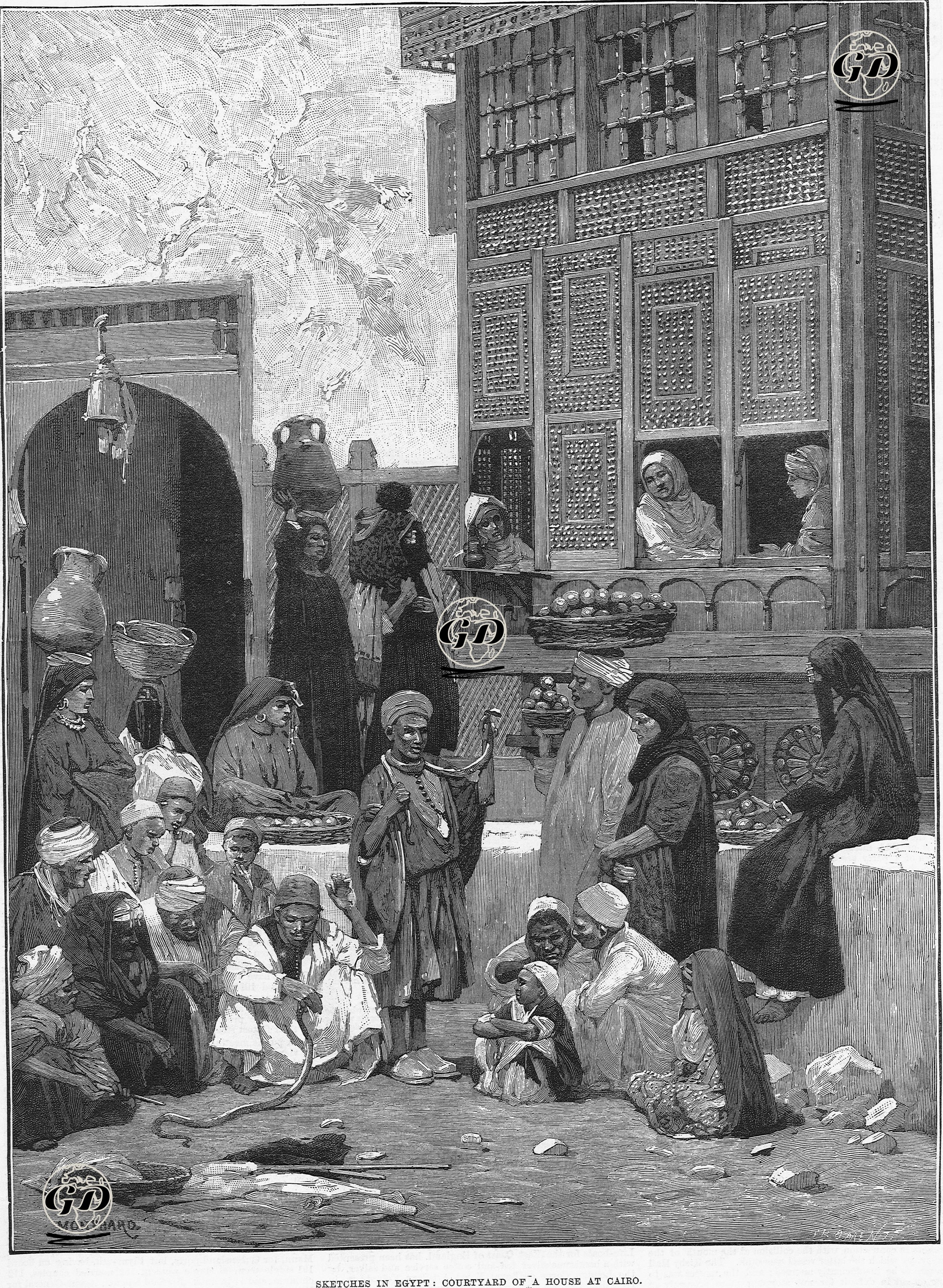 Kahirede Bir Evin Avlusu  -  - 1883
