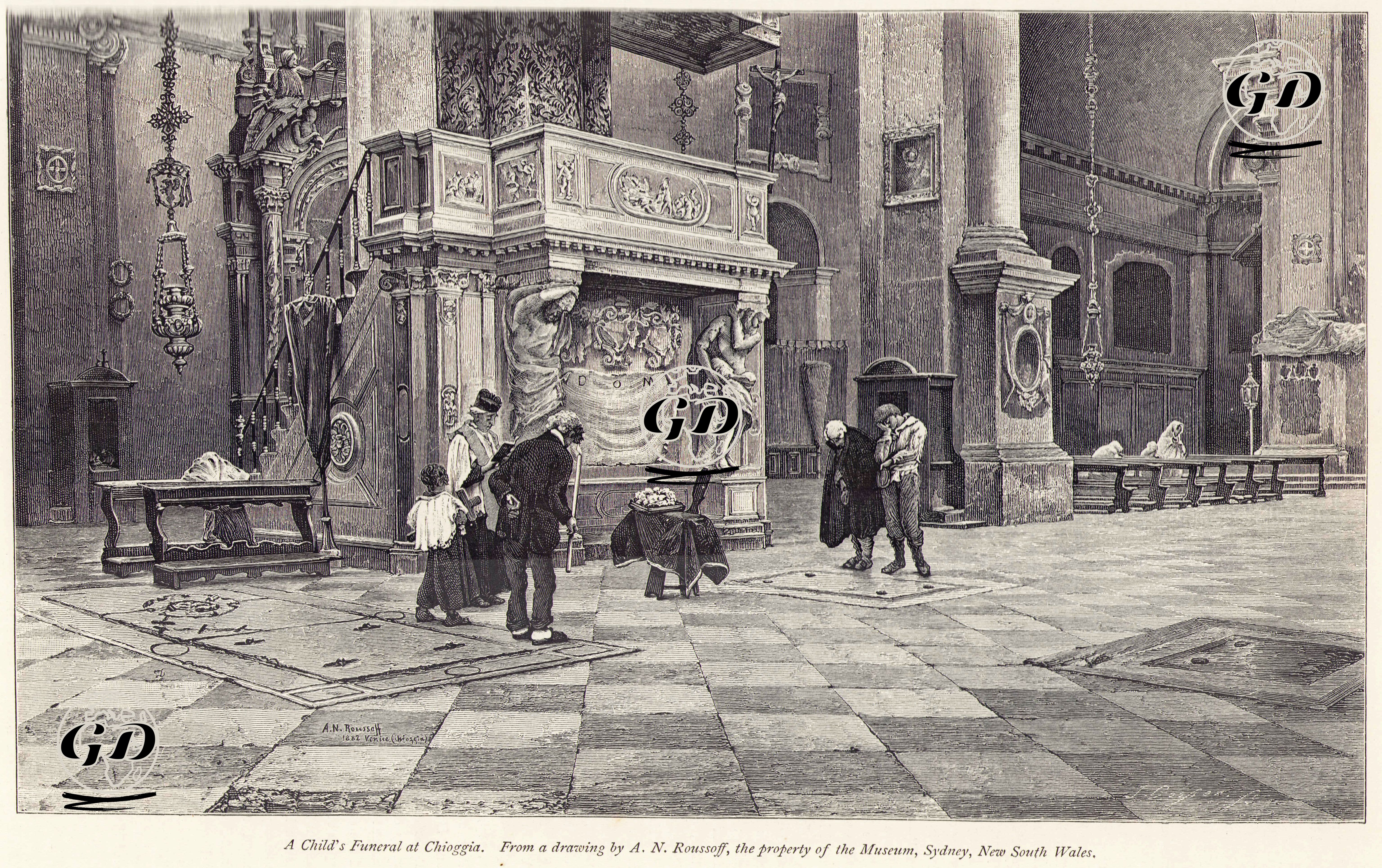 İtalya'nın Veneto Bölgesinde Yer Alan Chioggia'da Bir Çocuk Cenazesi - Alexandre Nicolaievich Roussoff (1844-1928) - 1883