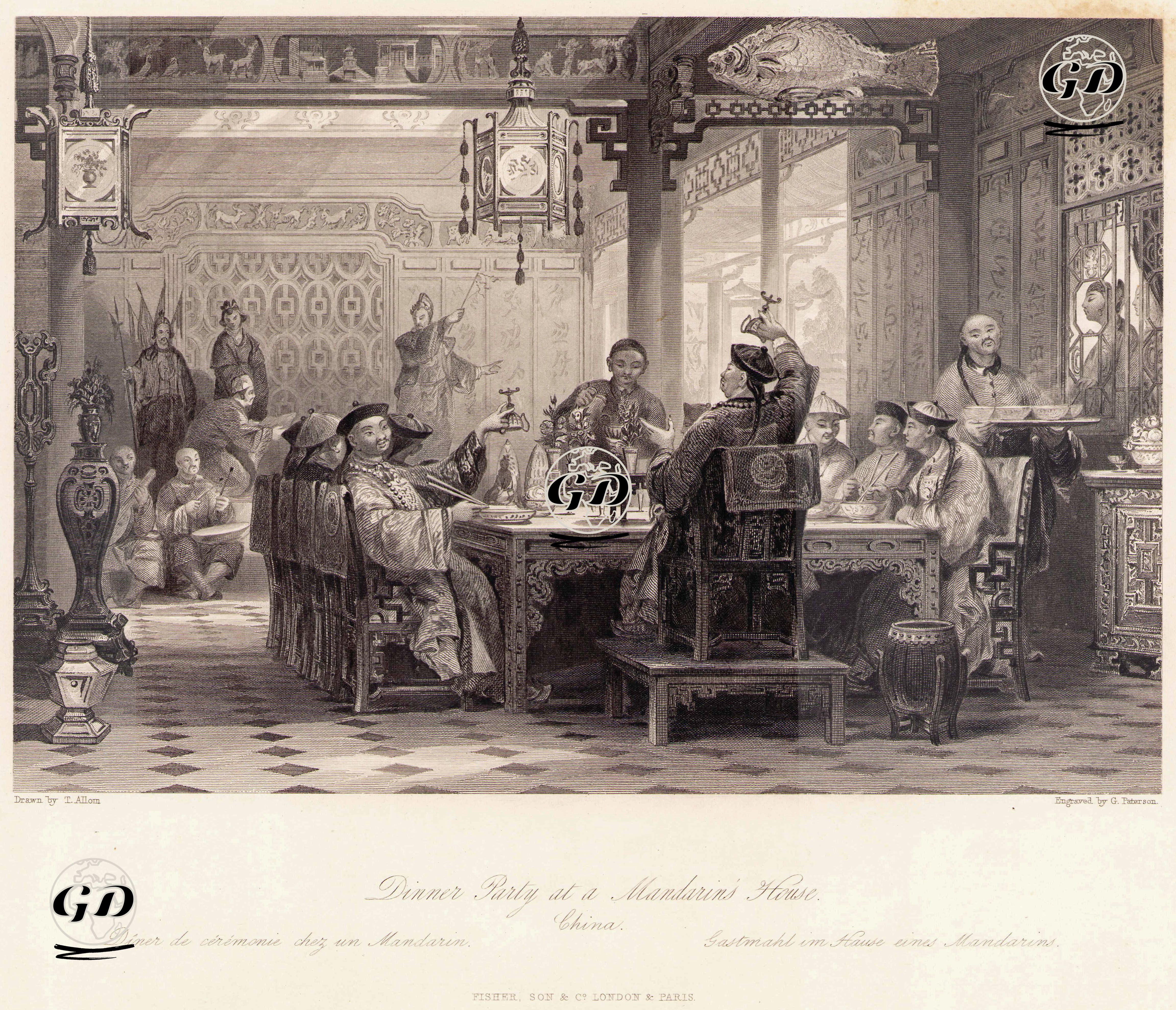 Dinner Party At A Mandarin's House, China-Diner De Ceremonie Chez Un Mandarin-Gastmahl im Hause Eines Mandarins - Thomas Allom (1804-1872) - 1848