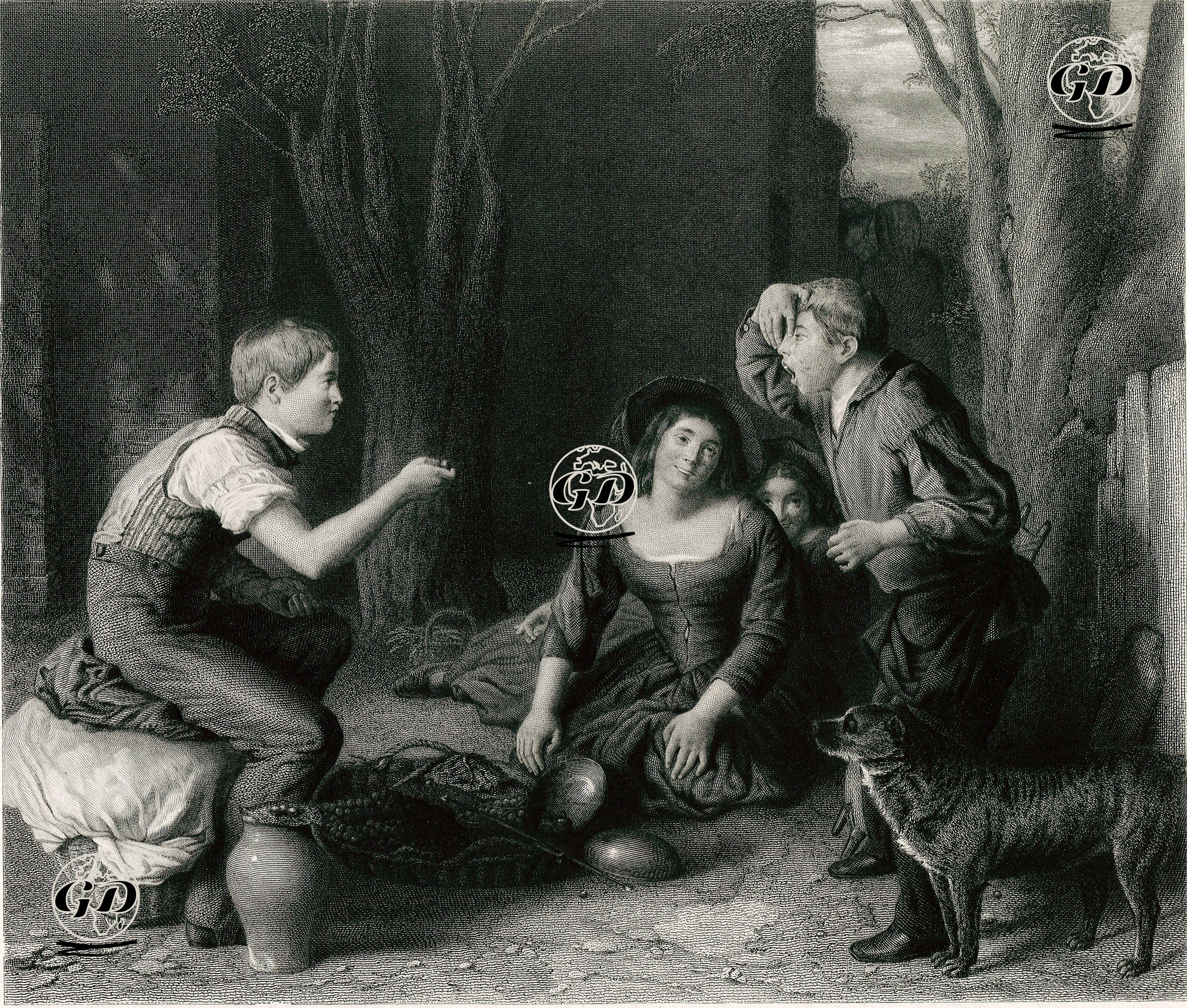 The Butt, Shooting a Cherry - William Mulready (1786-1863) - 1850'-1860's