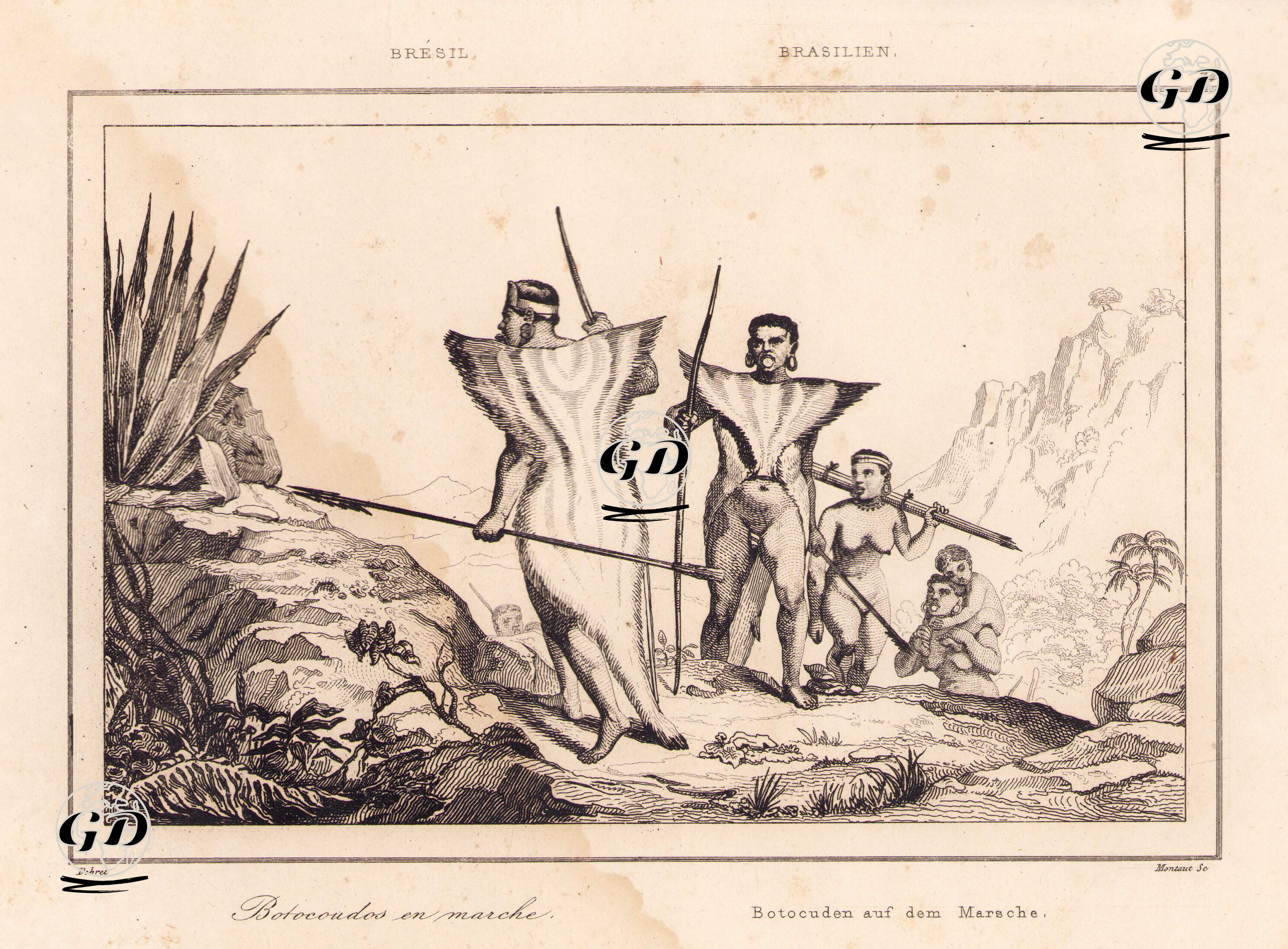 Brezilya'da Botocudos Kabile Üyelerinin Yürüyüşü - Jean Baptiste Debret (1768-1848) - 1837