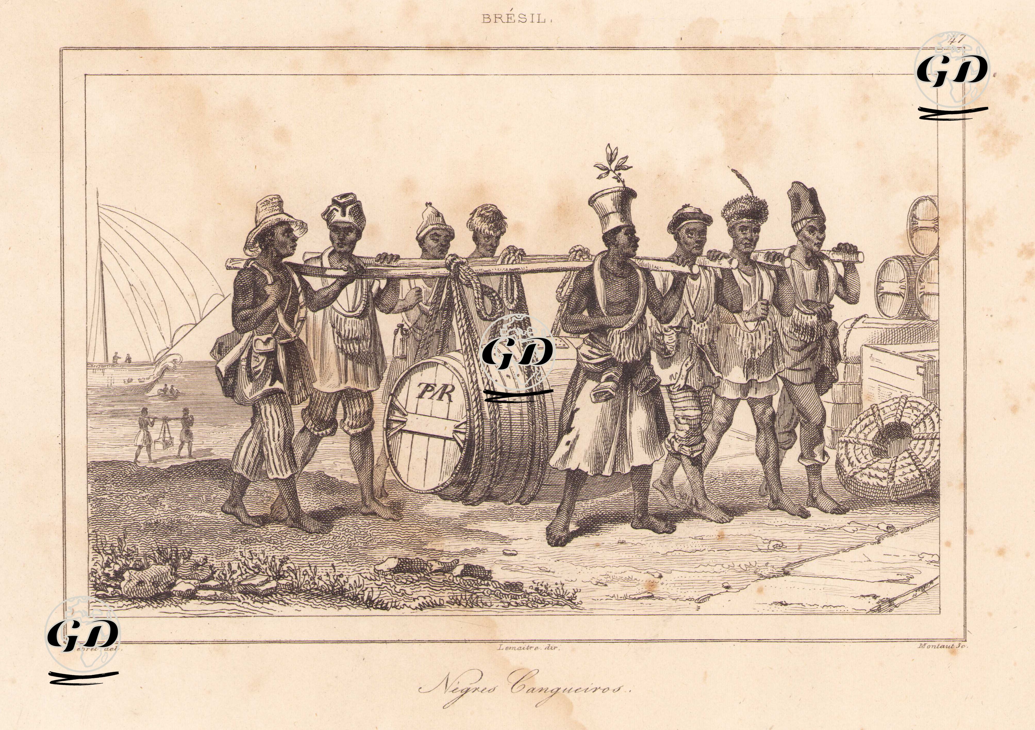 Brezilya'da Köle Zencilerin Fıçıları Taşıması - Jean Baptiste Debret (1768-1848) - 1837