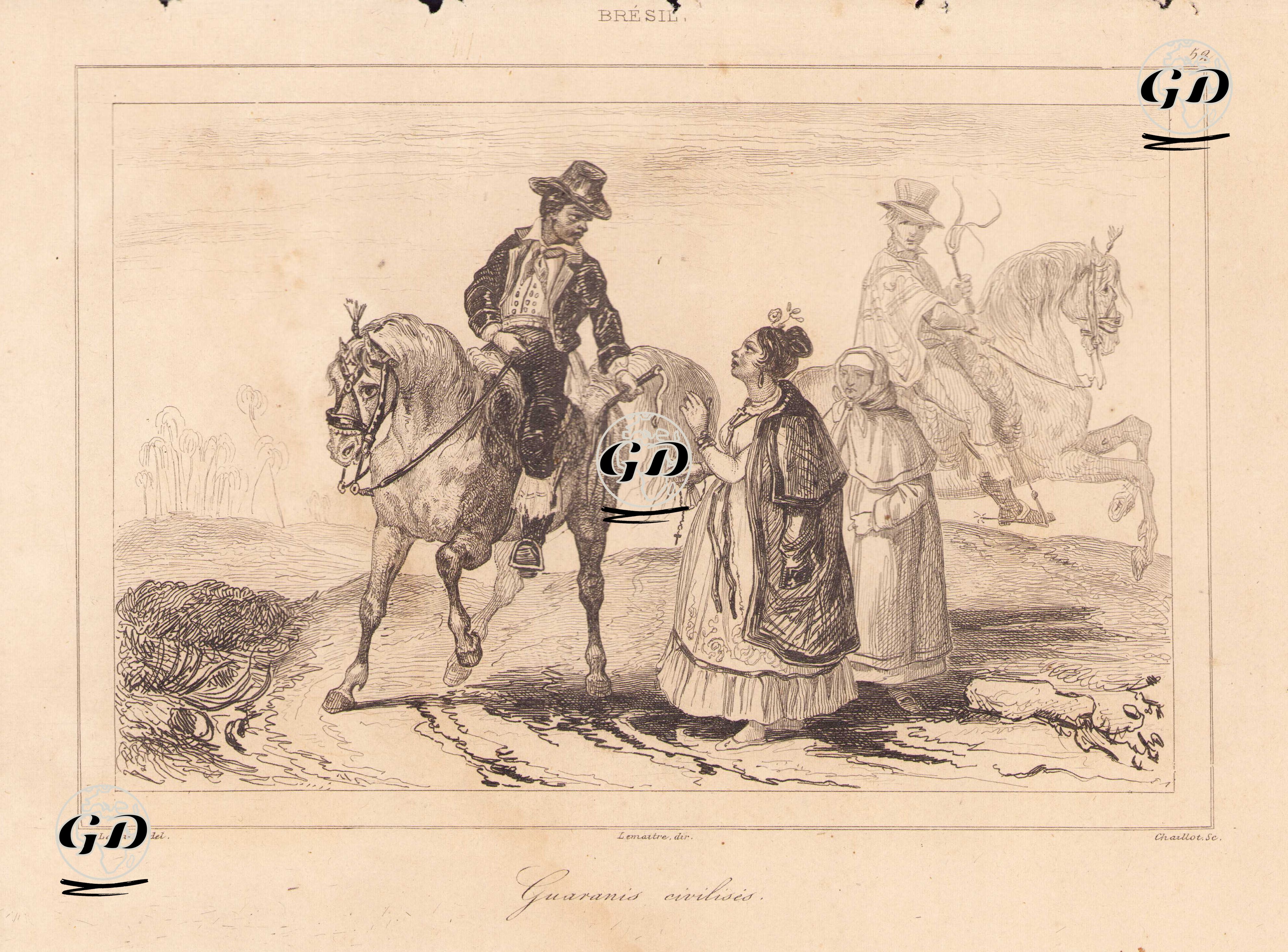 Brezilya'da Guarani Kabilesinin Medenileşmiş Üyeleri - François Hippolyte Lalaisse (1812-1844) - 1837
