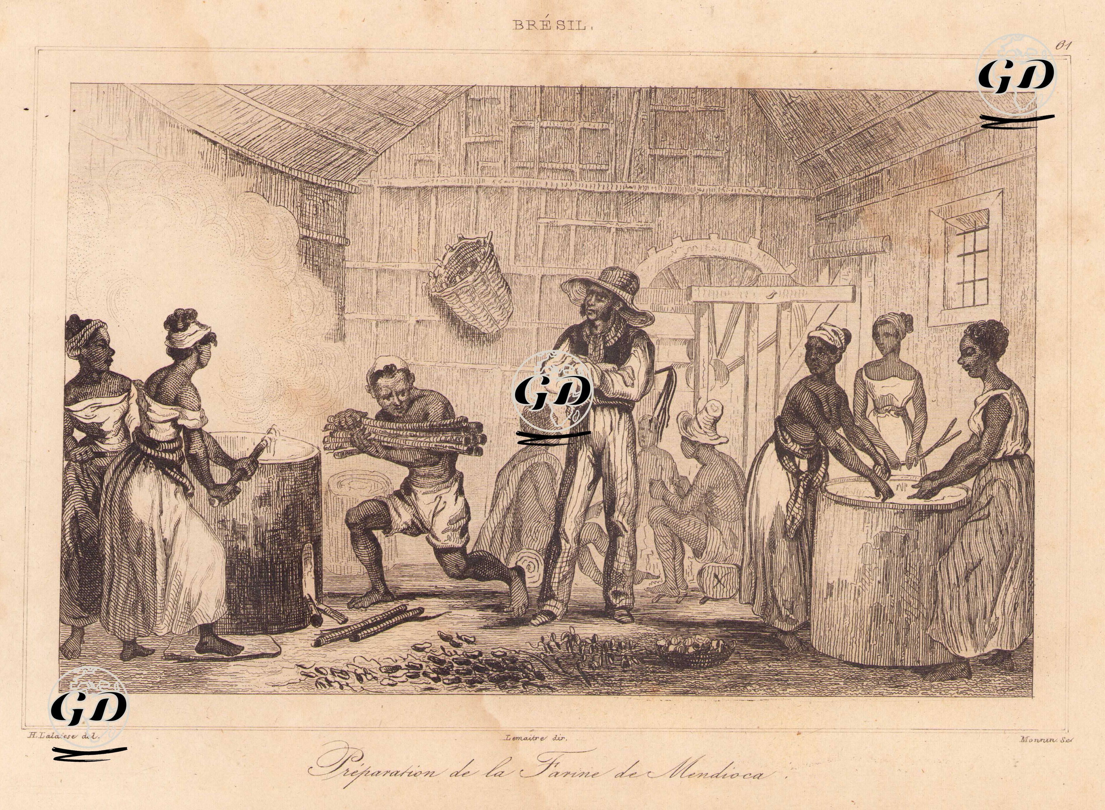 Bresil, Preparation De La Farine De Mendioca (Preparation Of Mandioca Flour) - François Hippolyte Lalaisse (1812-1844) - 1837