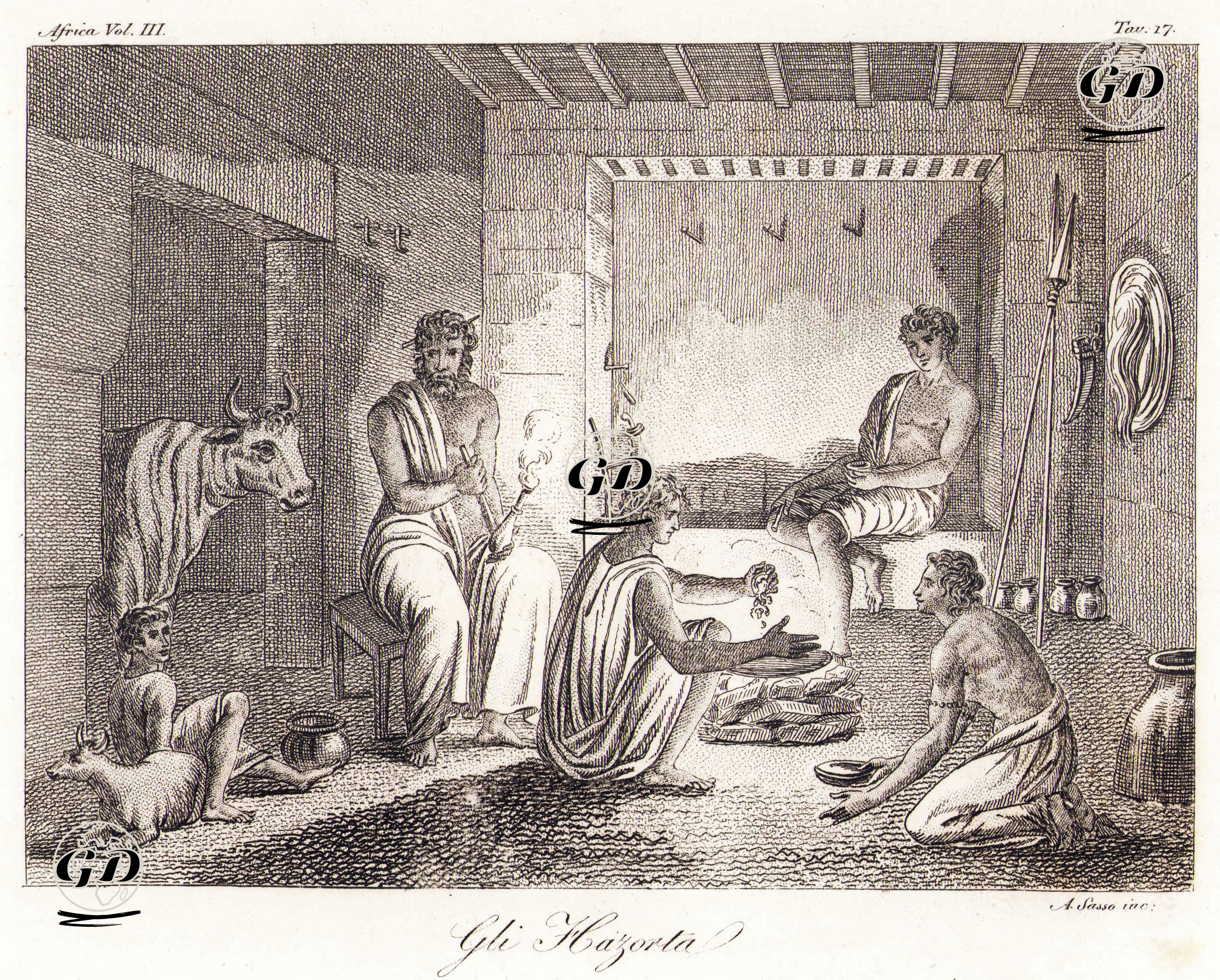 Etiyopya'da (Habeşistan) HazortaKabilesi Üyelerinin Evi, Afrika Cilt III. Resim 17. -  - 1820's-1840's