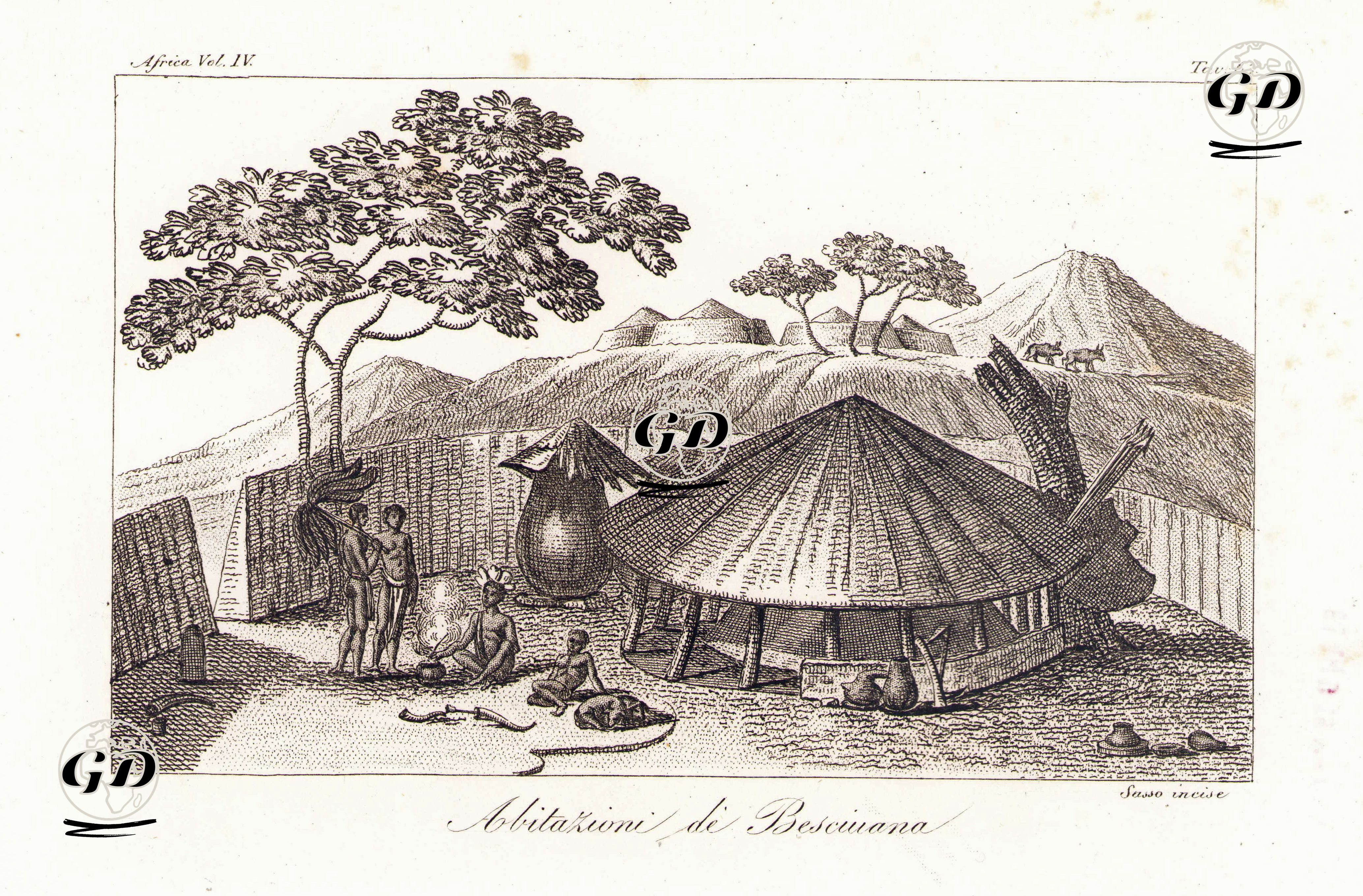 Güney Afrikada Yaşayan Xhosa'ların (AmaXhosa) Köyleri, Afrika Cilt III. Resim 63. -  - 1820's-1840's