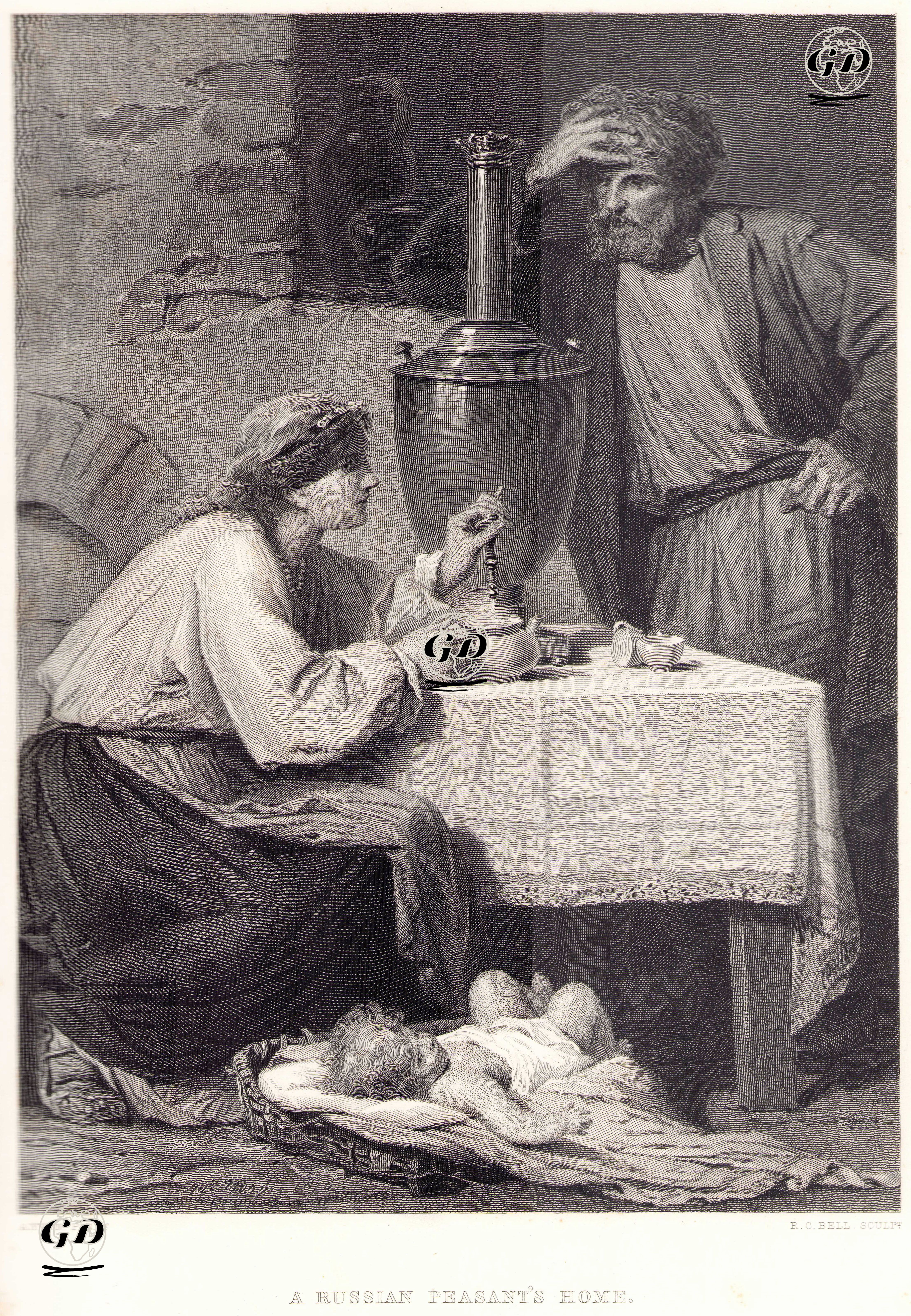 Bir Rus Köylü Ailenin Çay Zamanı - Adolphe Yvon (1817-1893) - 1874
