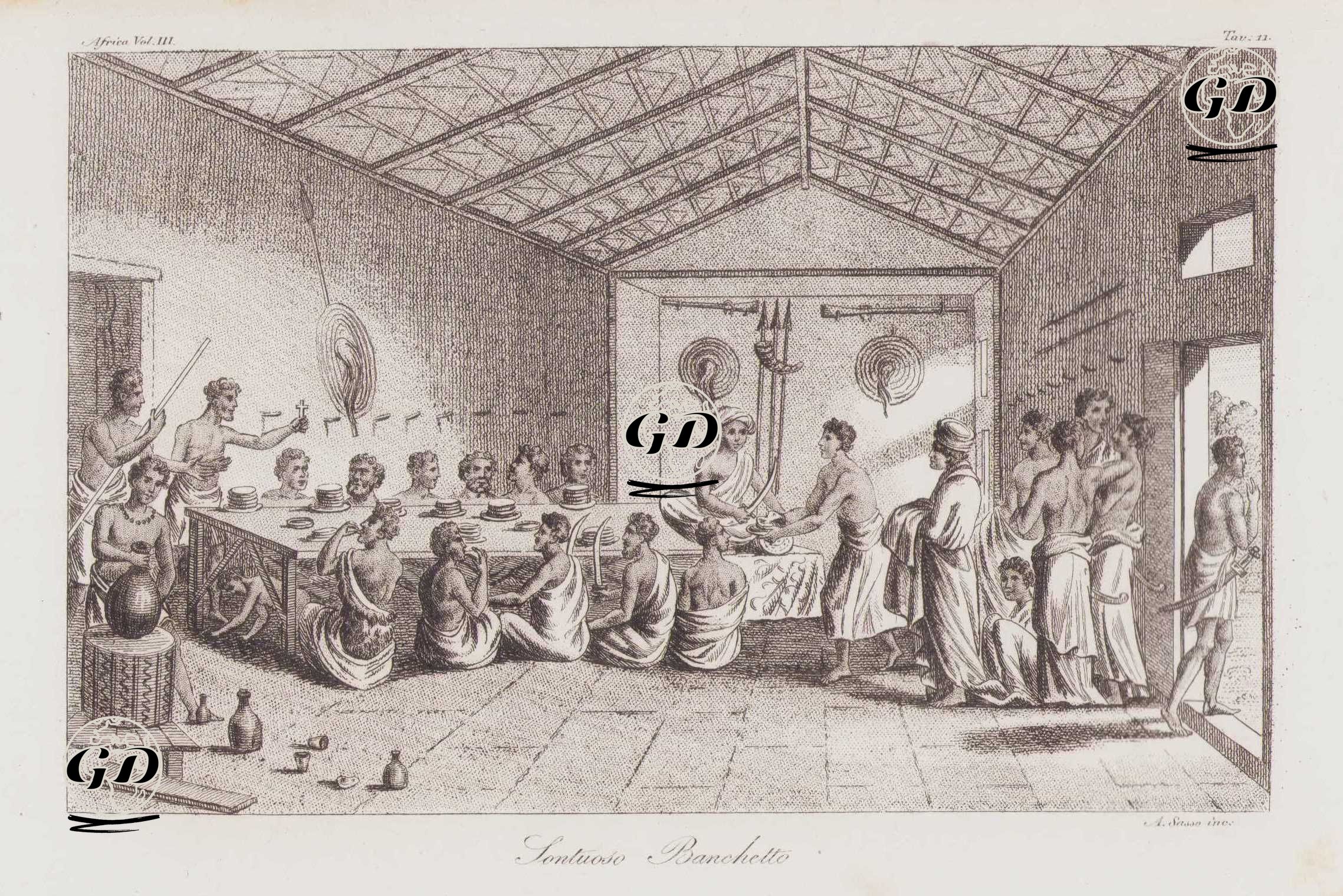 Etiyopya'da (Habeşistan) Görkemli Bir Ziyafet, Afrika Cilt III. Resim 11. -  - 1820's-1840's