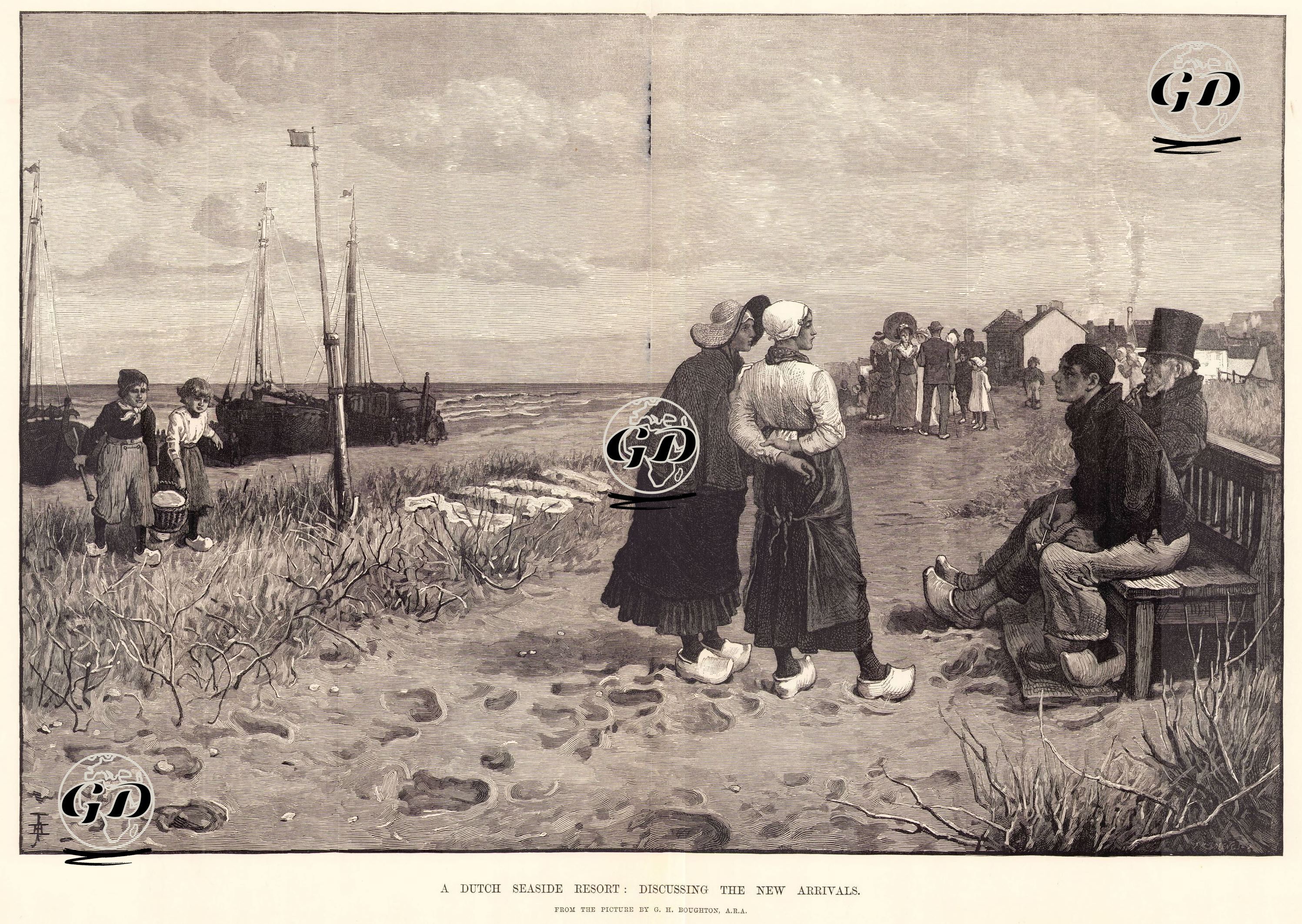Hollanda'da Bir Sahil Beldesinde Yeni Gelenlerle İlgili Sohbet Edilmesi   - George Henry Boughton (1833-1905) - 1883