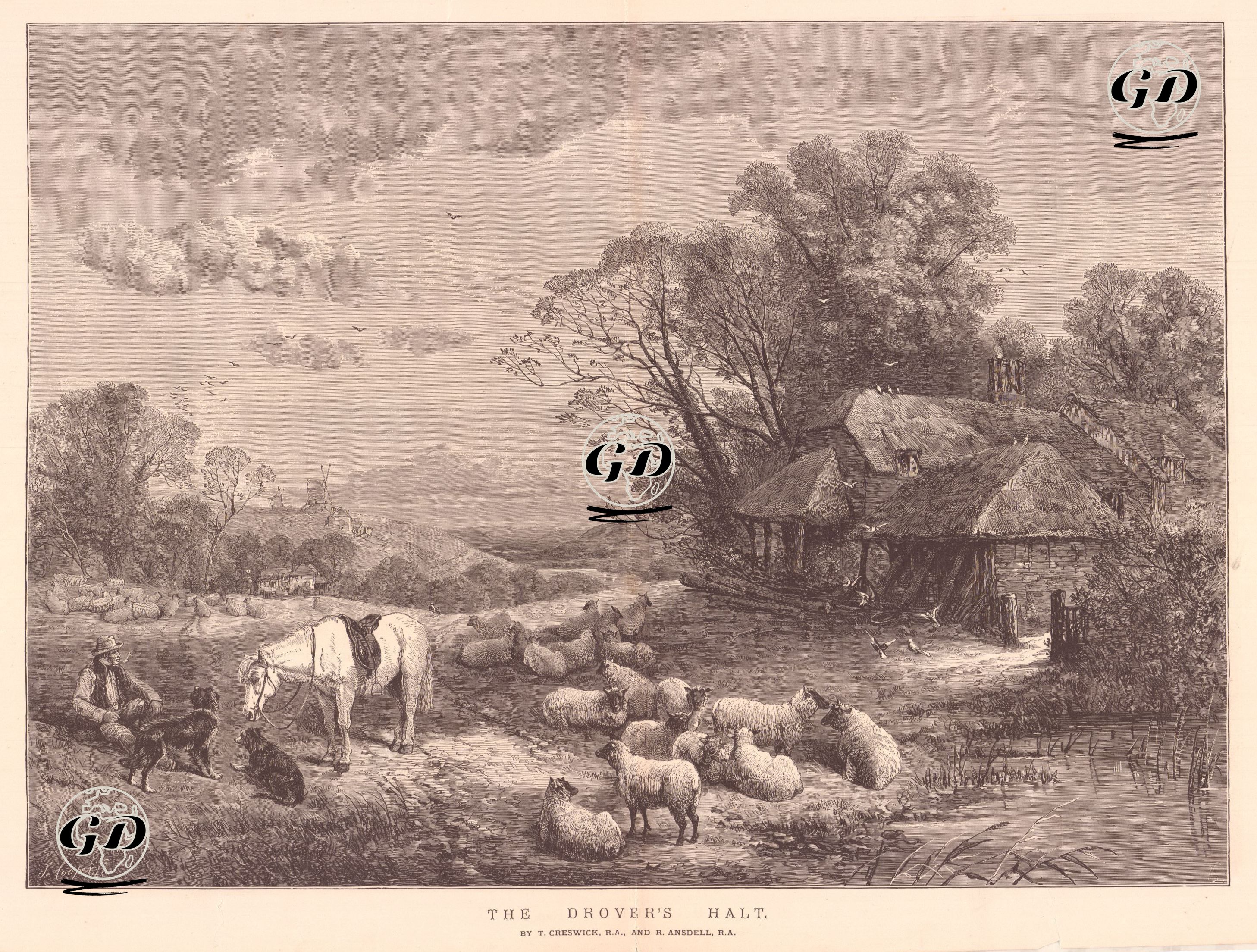 Çobanın Molası - Thomas Creswick (1811-1869)-Richard Ansdell (1815-1885) - 1873