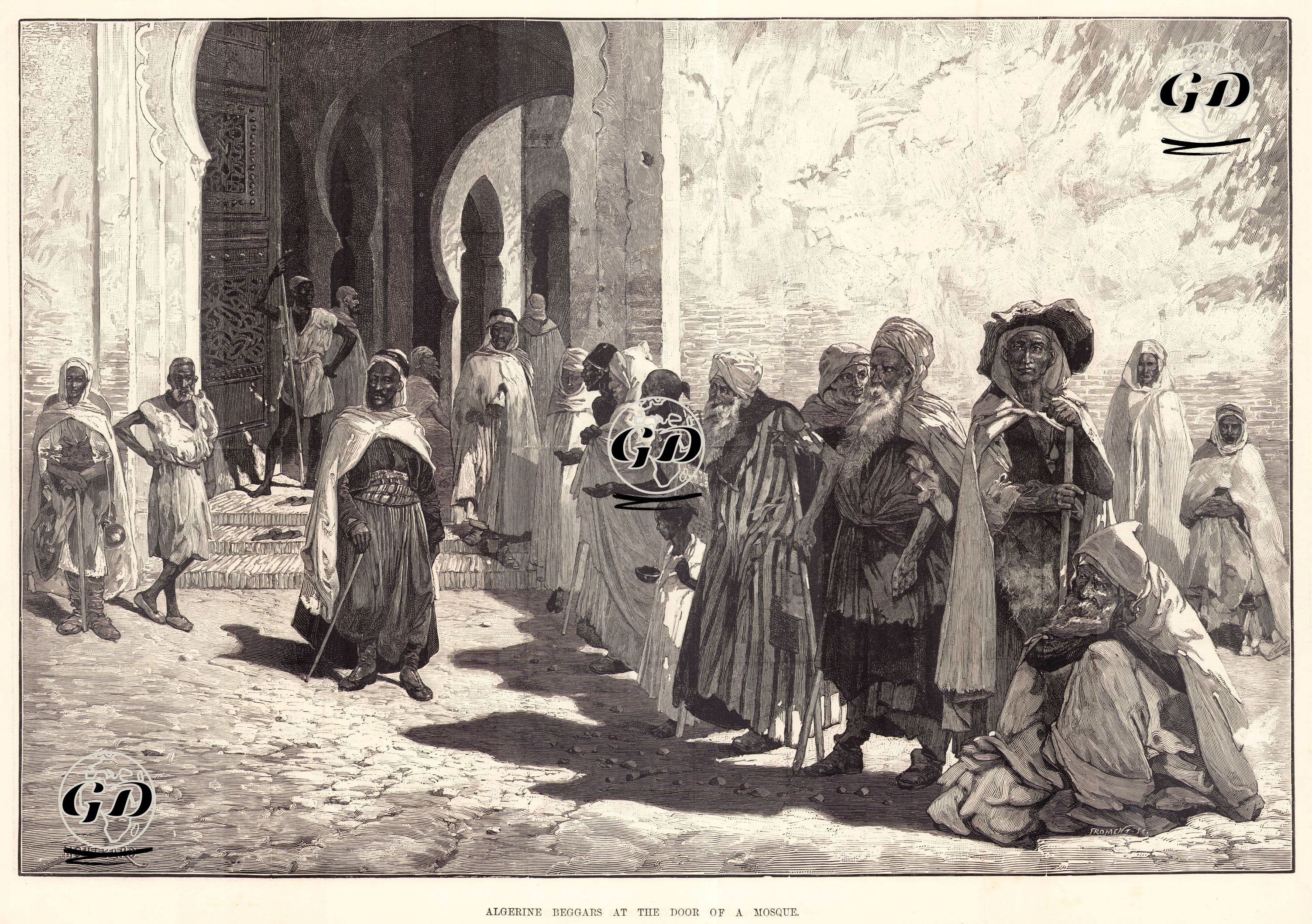 Cami Çıkışındaki Cezayirli Dilenciler - George Montbard (1841-1905) - 1881