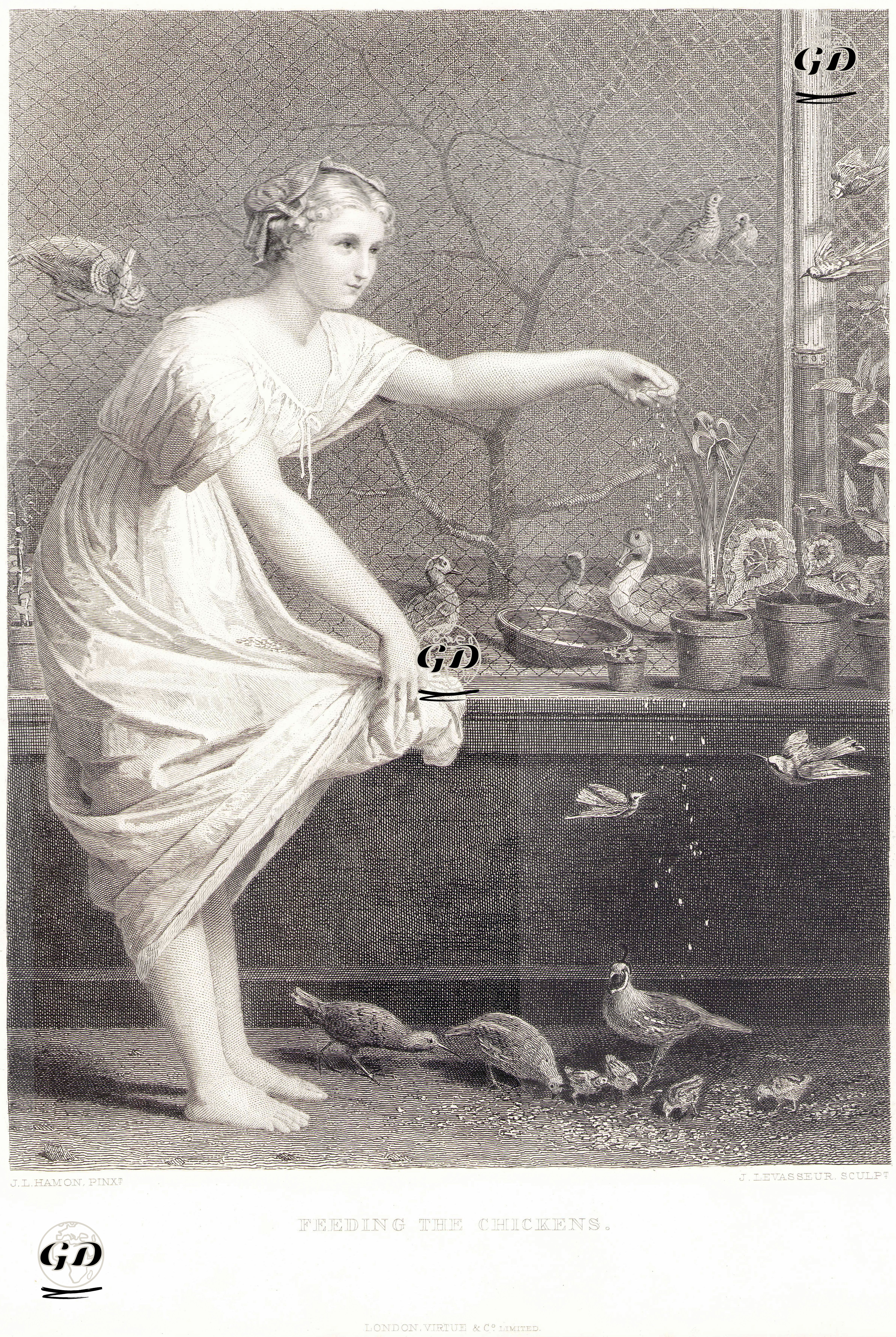 Civcivleri Beslemek - Jean Louis Hamon (1821-1874) - 1879