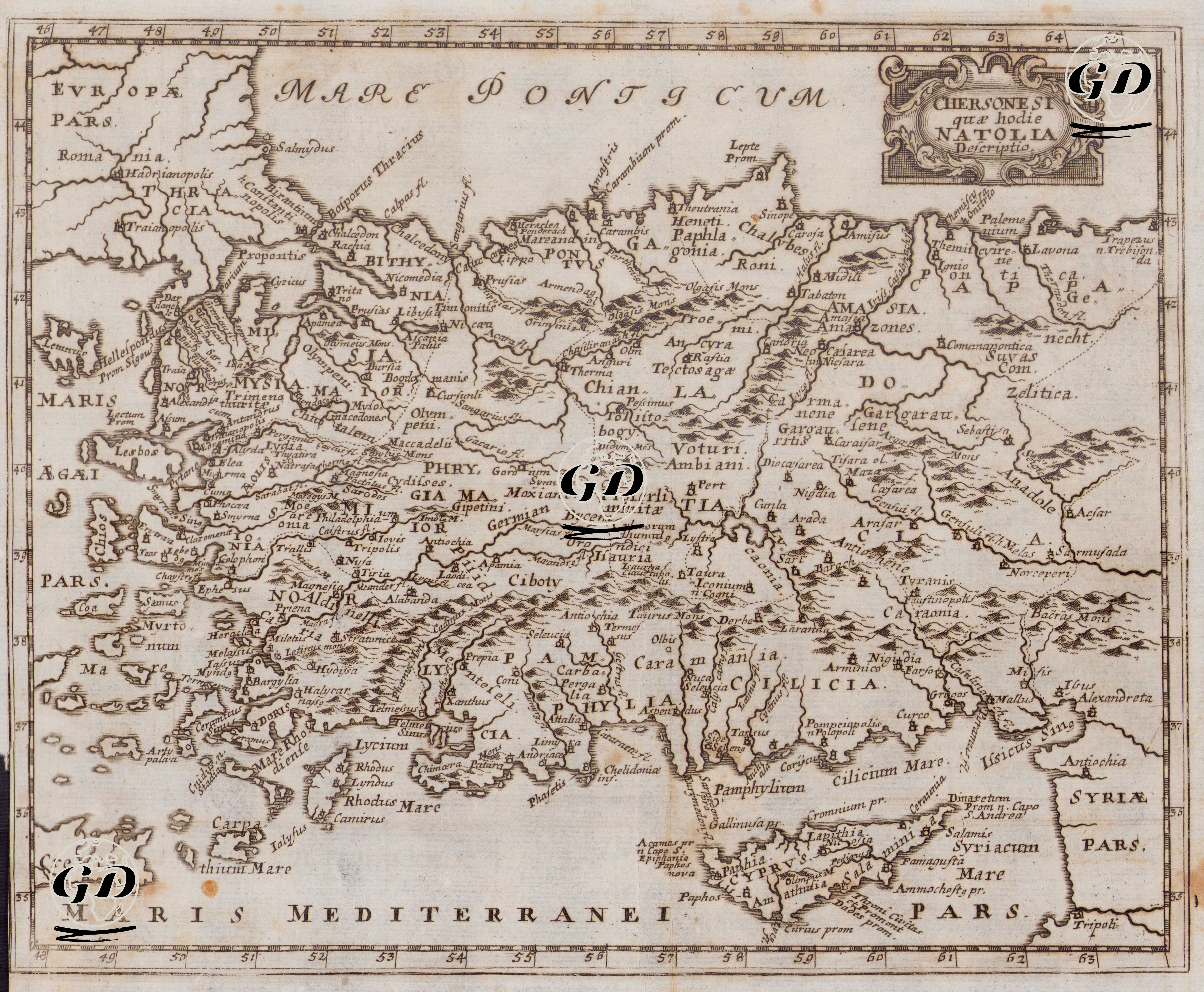 Chersonesi quae hodie Natoliae Descriptio (Map of the Anatolian Peninsula (Natolia)) - Johannis Bunonis - 1661