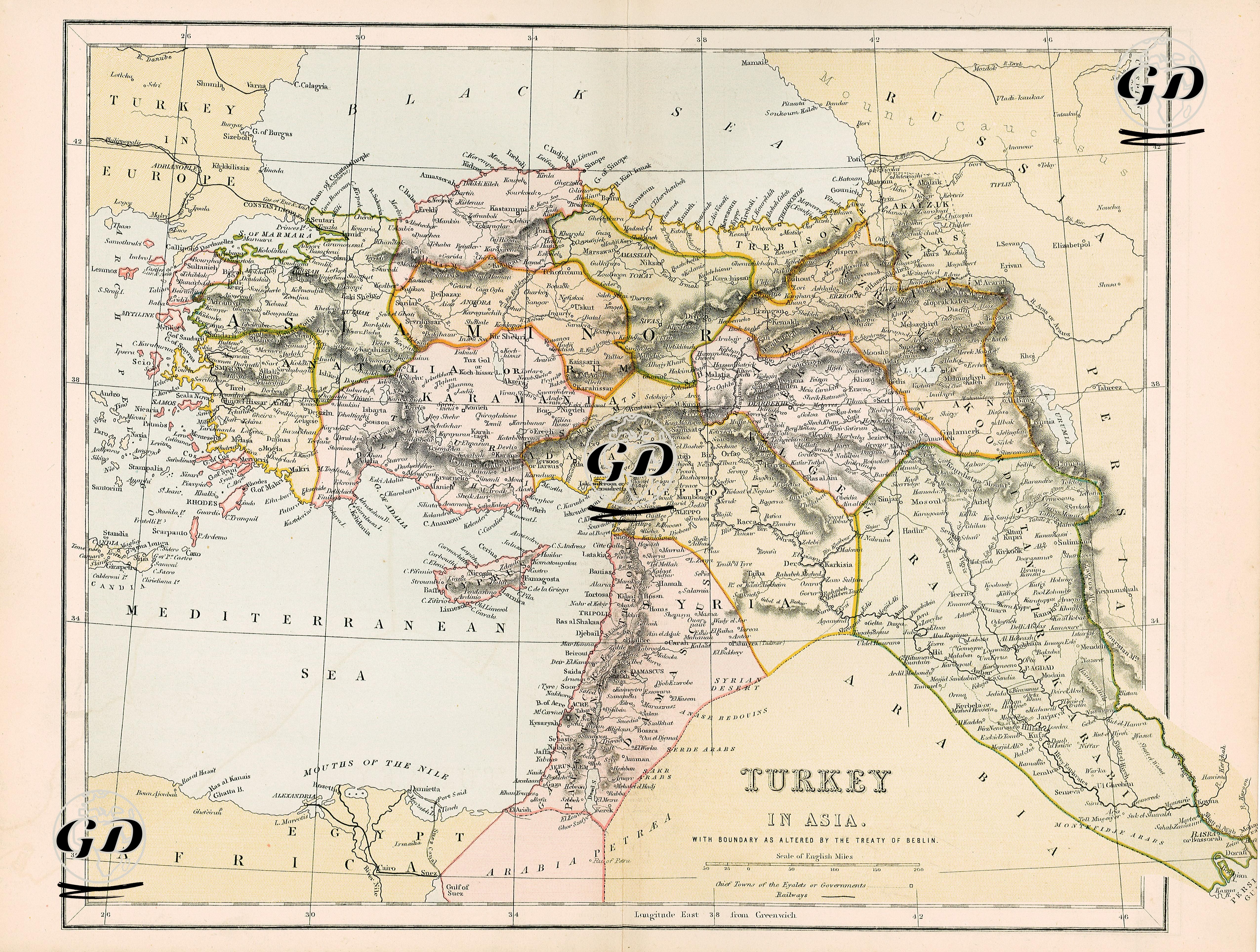 Turkey In Asia With Boundary As Altered By Treaty Of Berlin -  - 1880's
