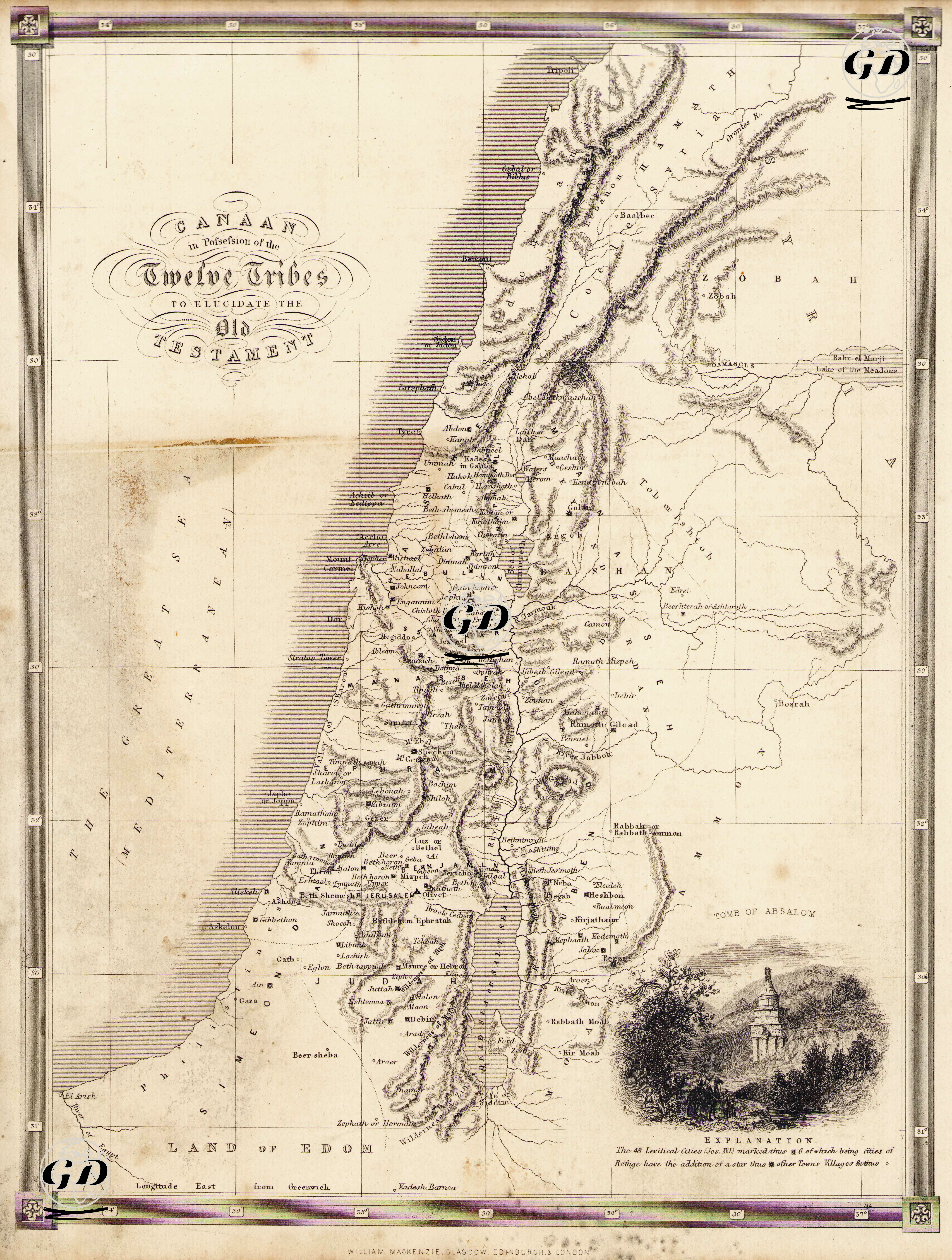 Canaan İn Possession Of The Twelve Tribes To Elucidate The Old Testament-Tomb Of Absalom -  - 1870