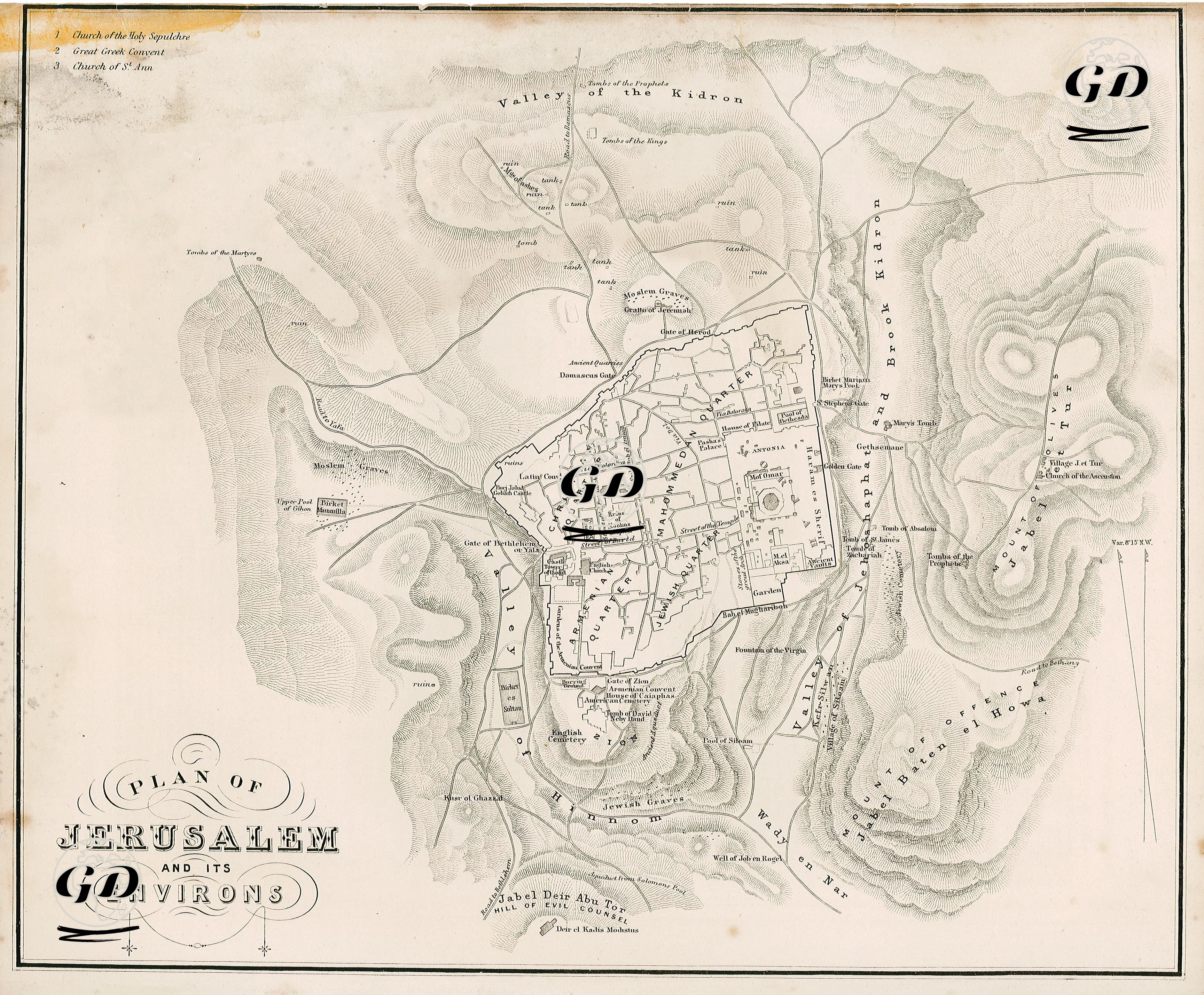 Plan Of Jerusalem And İts Environs -  - 1870