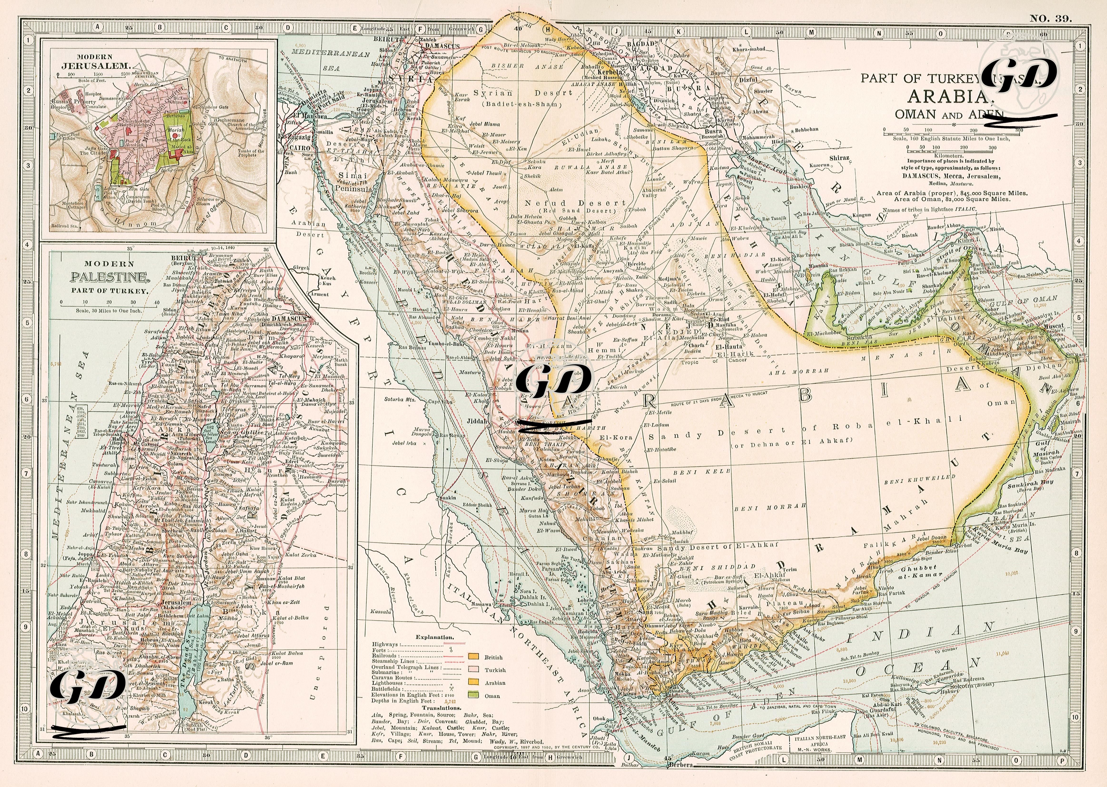 Part Of Turkey İn Asia, Arabia, Oman And Aden-Modern Jerusalem-Modern Palestina -  - 1903