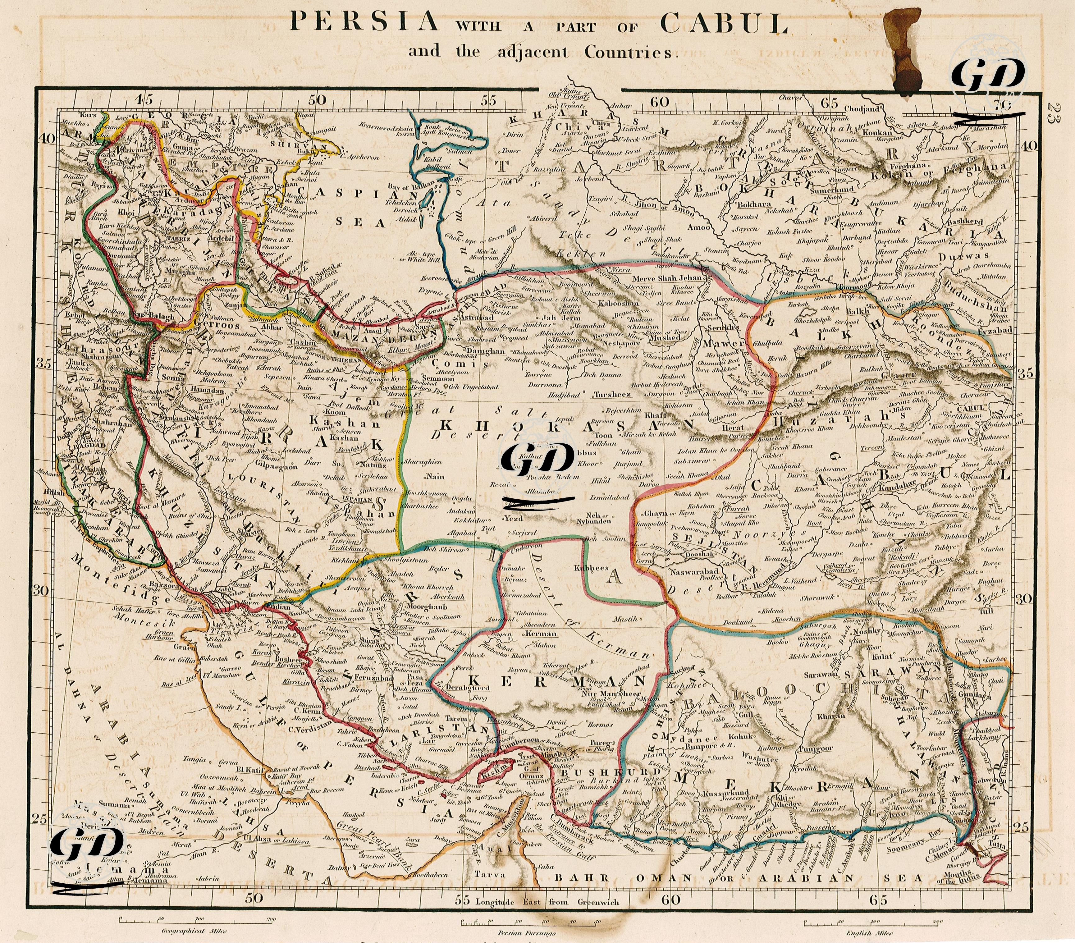 Persia With A Part Of Cabul And The Adjacent Countries - Aaron Arrowsmith (1750-1823) - 1828