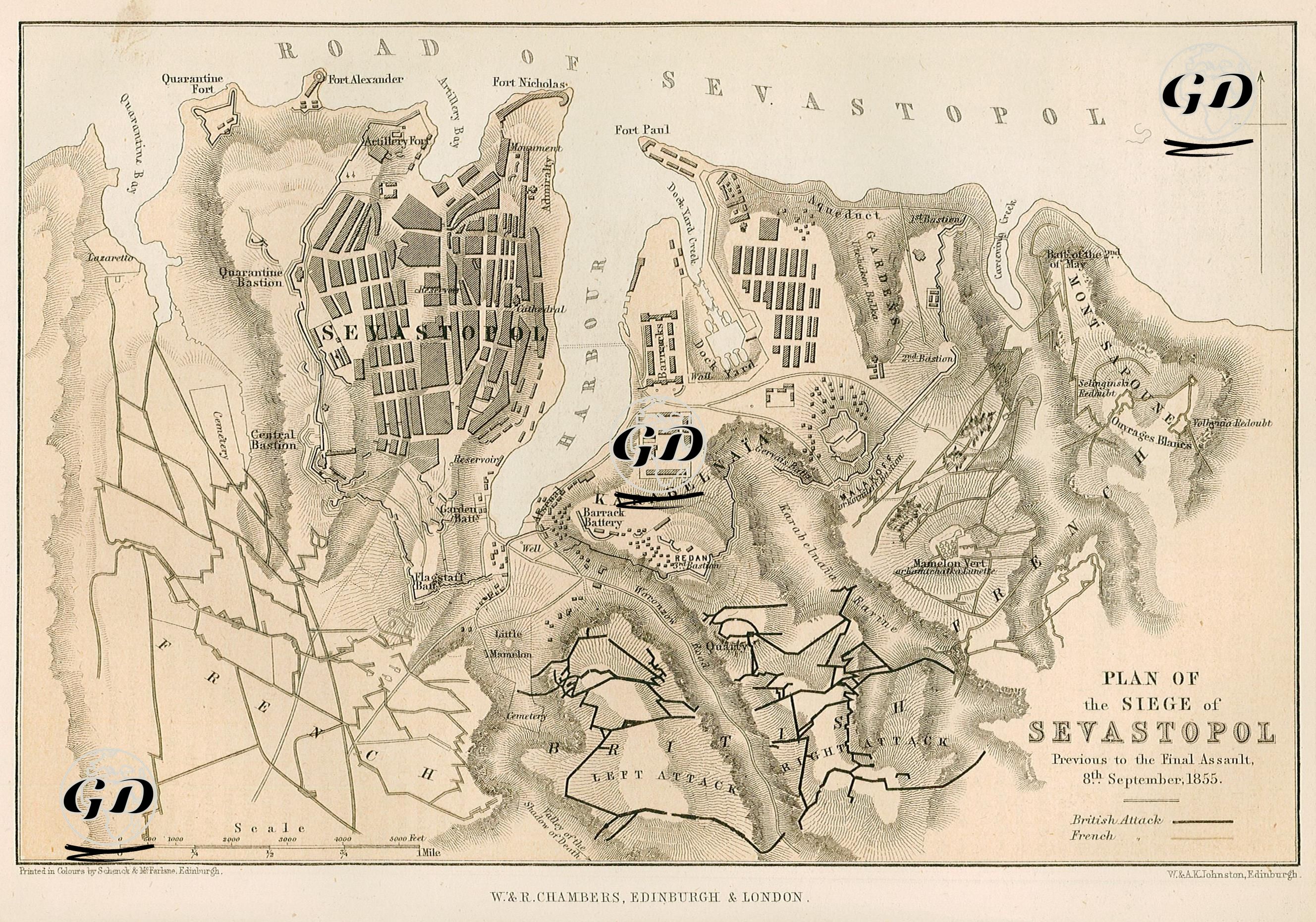 Plan Of The Siege Of Sevastopol, Previous To The Final Assault, 8th September 1855 -  - 1856