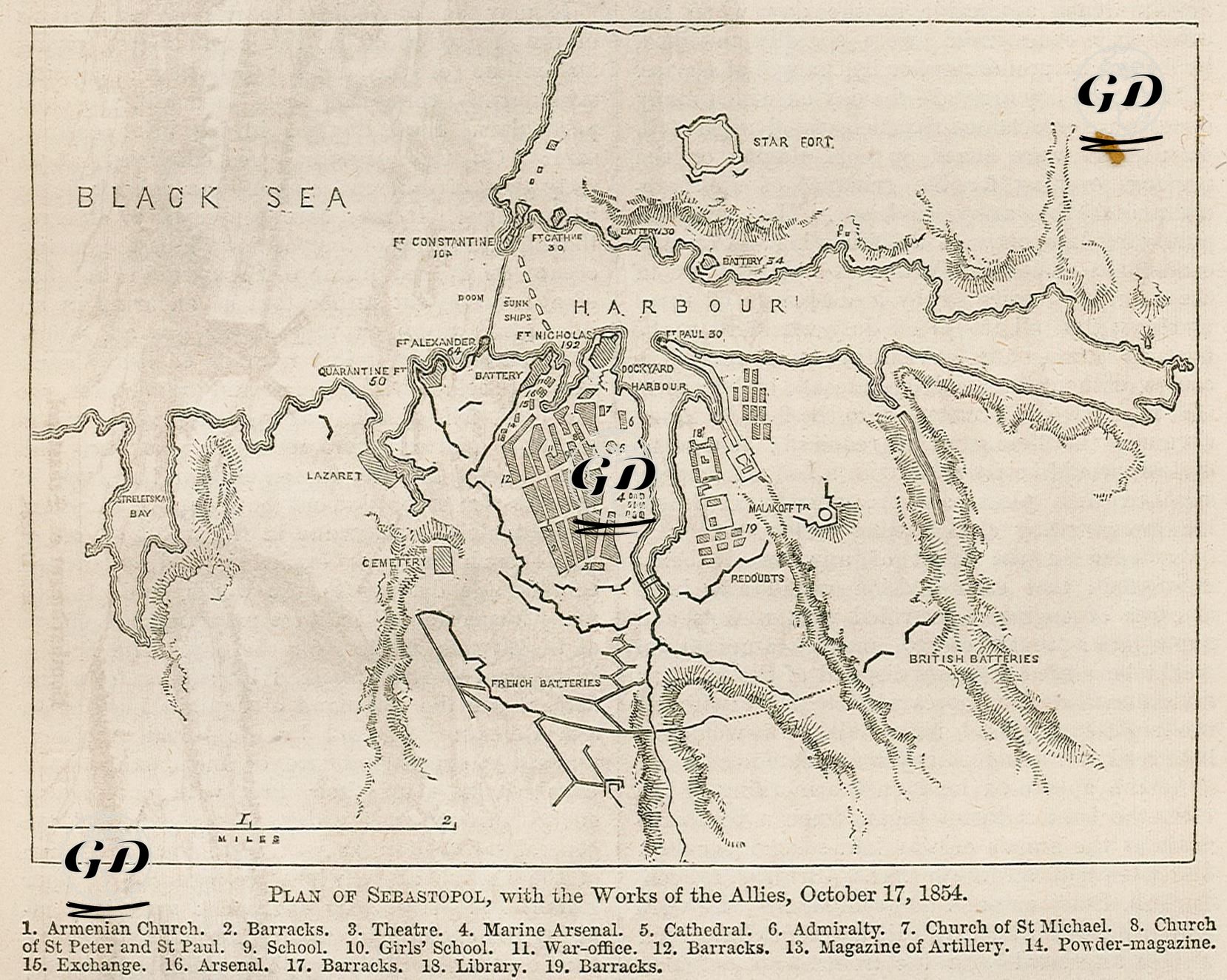 Plan Of Sebastopol, With The Works Of The Allies, October 17 1854 -  - 1856