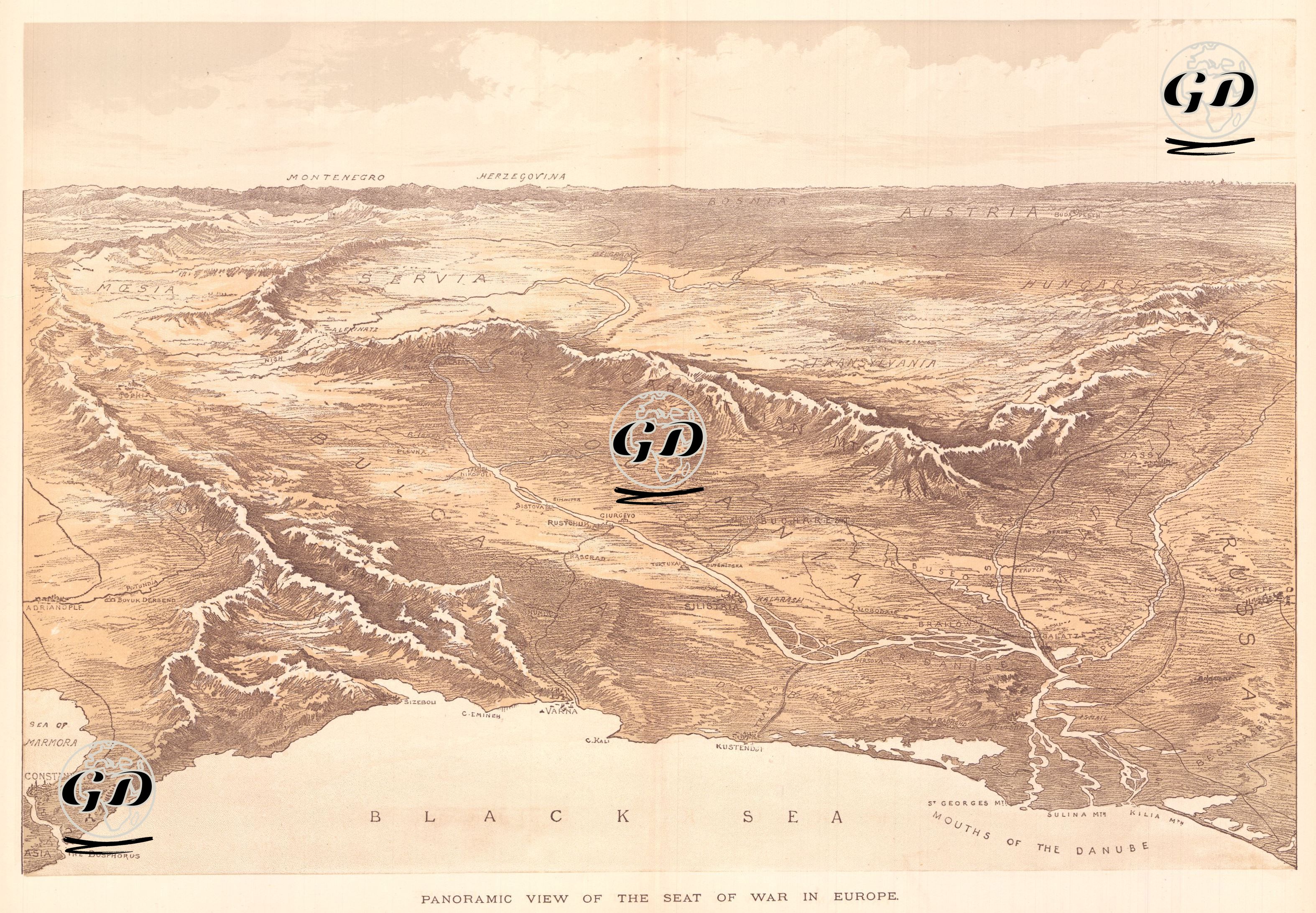 Panoramic View Of The Seat Of War In Europe -  - 1877